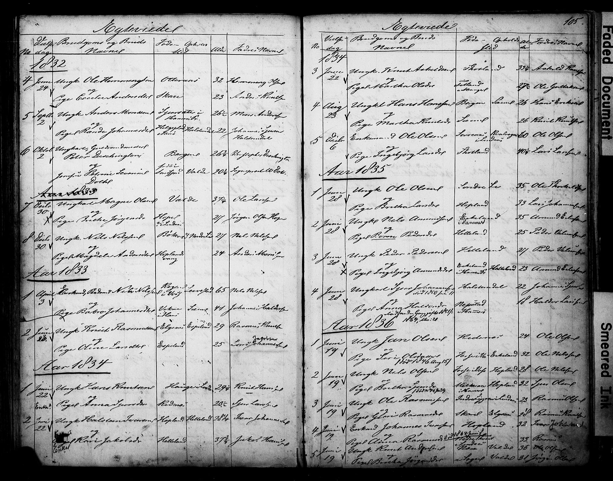 Alversund Sokneprestembete, AV/SAB-A-73901/H/Ha/Hab: Parish register (copy) no. D 1, 1800-1870, p. 105