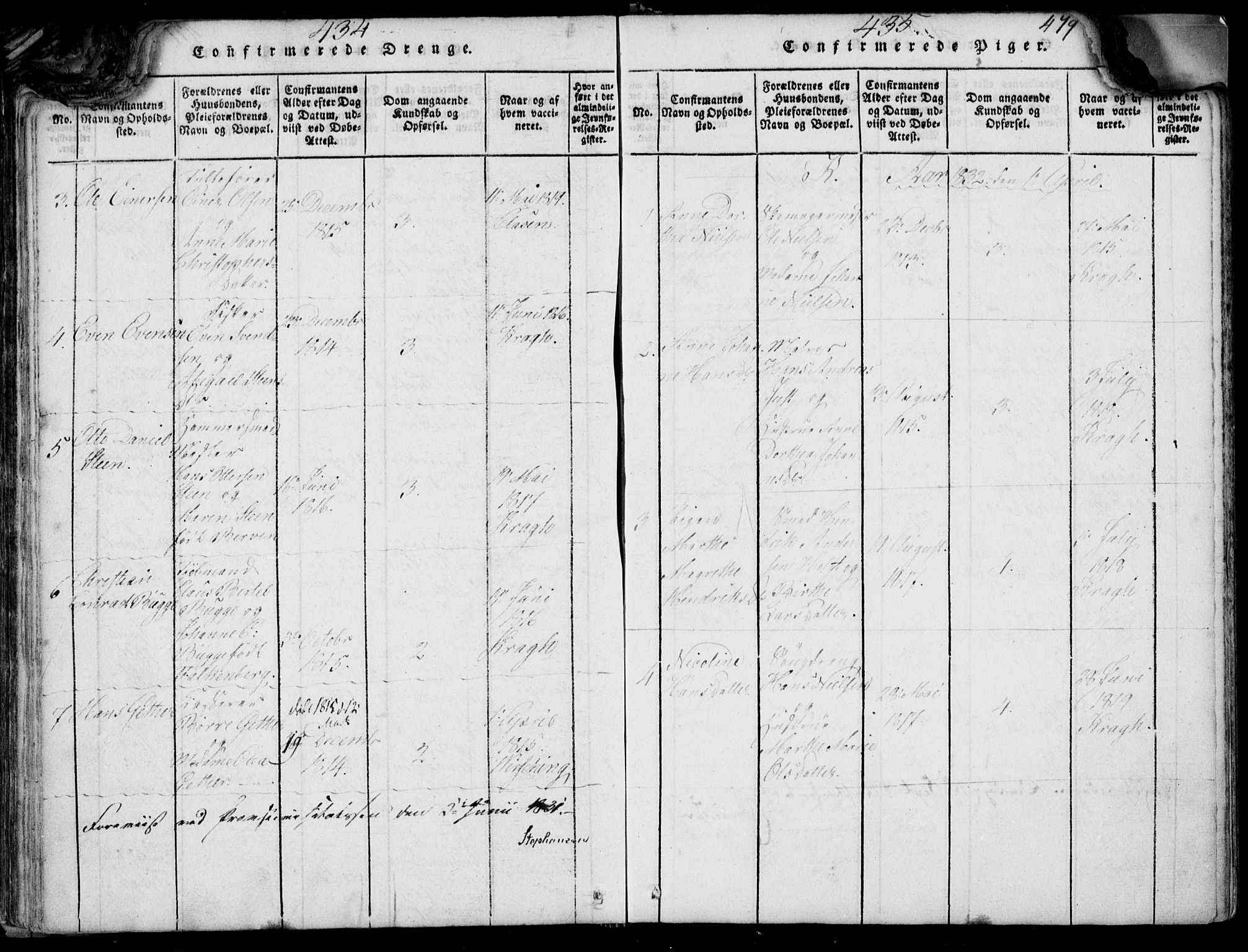 Larvik kirkebøker, SAKO/A-352/F/Fb/L0002: Parish register (official) no. II 2, 1818-1842, p. 434-435