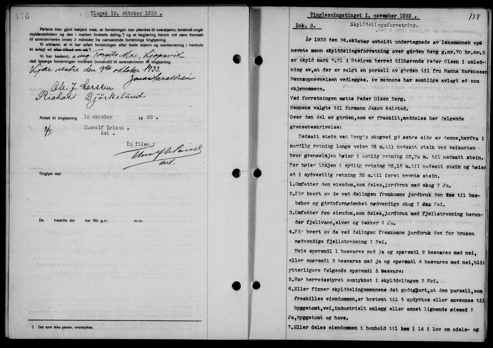 Steigen og Ofoten sorenskriveri, SAT/A-0030/1/2/2C/L0023/0002: Mortgage book no. 26-II og 27, 1933-1934, Deed date: 01.11.1933