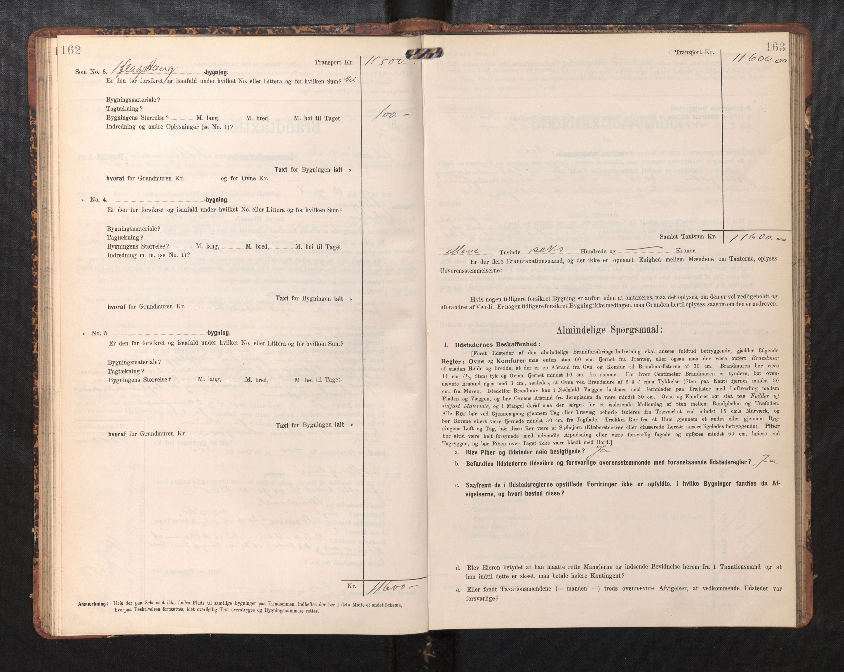 Lensmannen i Askøy, AV/SAB-A-31001/0012/L0006: Branntakstprotokoll, skjematakst, Laksevåg, 1907-1917, p. 162-163