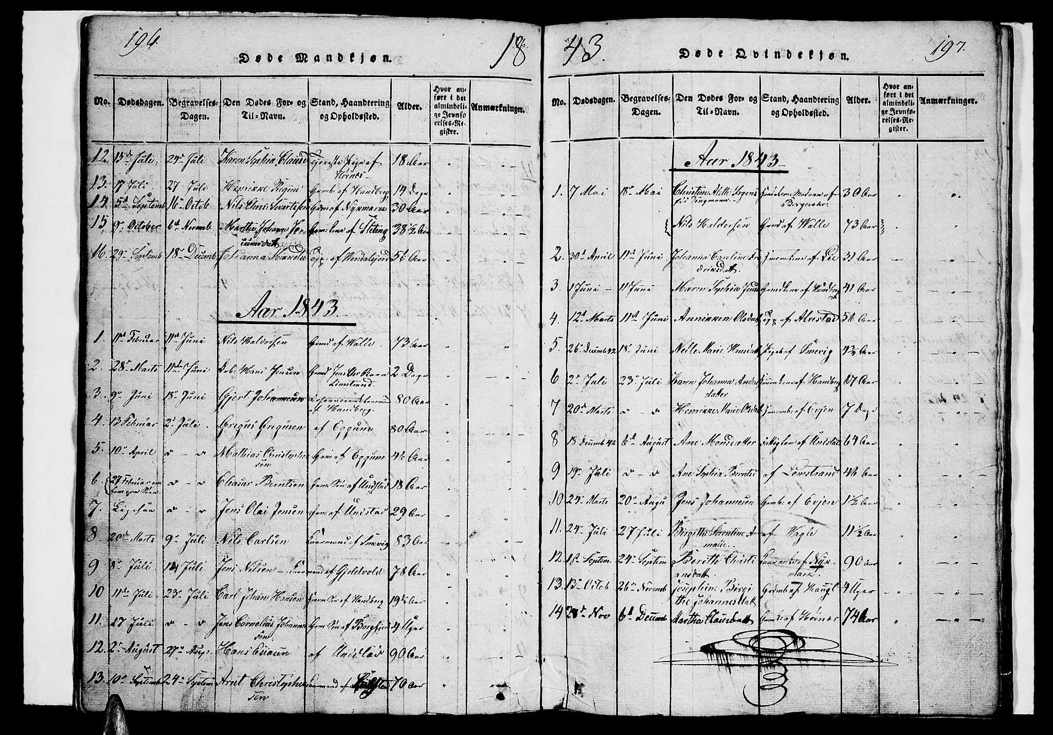 Ministerialprotokoller, klokkerbøker og fødselsregistre - Nordland, AV/SAT-A-1459/880/L1139: Parish register (copy) no. 880C01, 1836-1857, p. 196-197