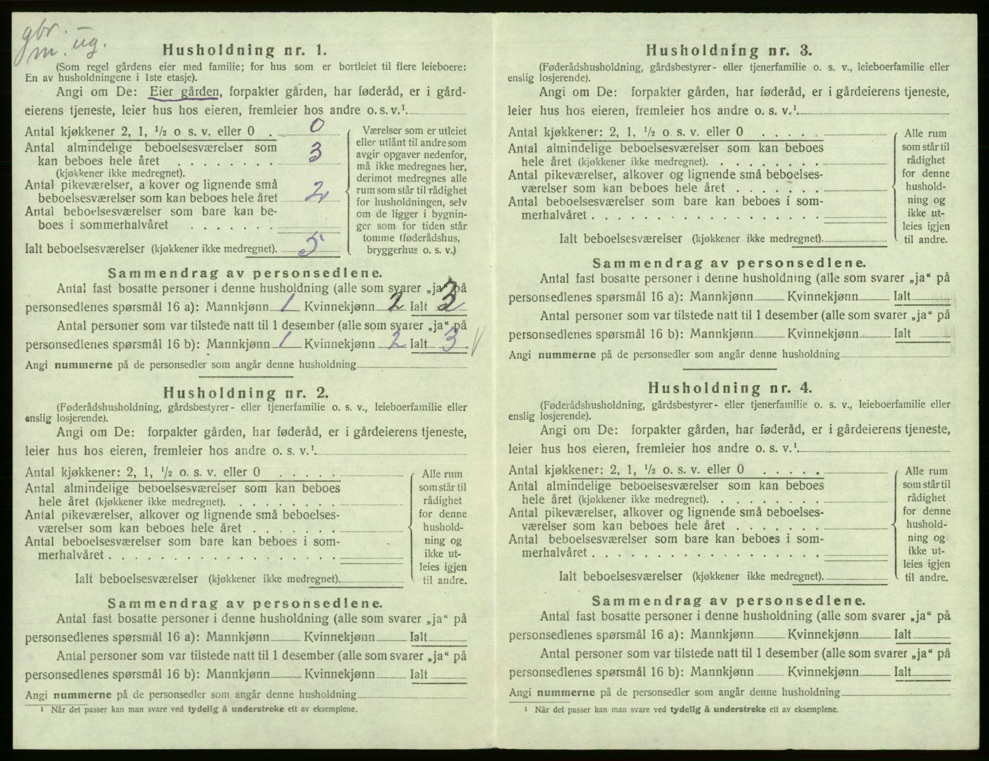 SAB, 1920 census for Kinsarvik, 1920, p. 457