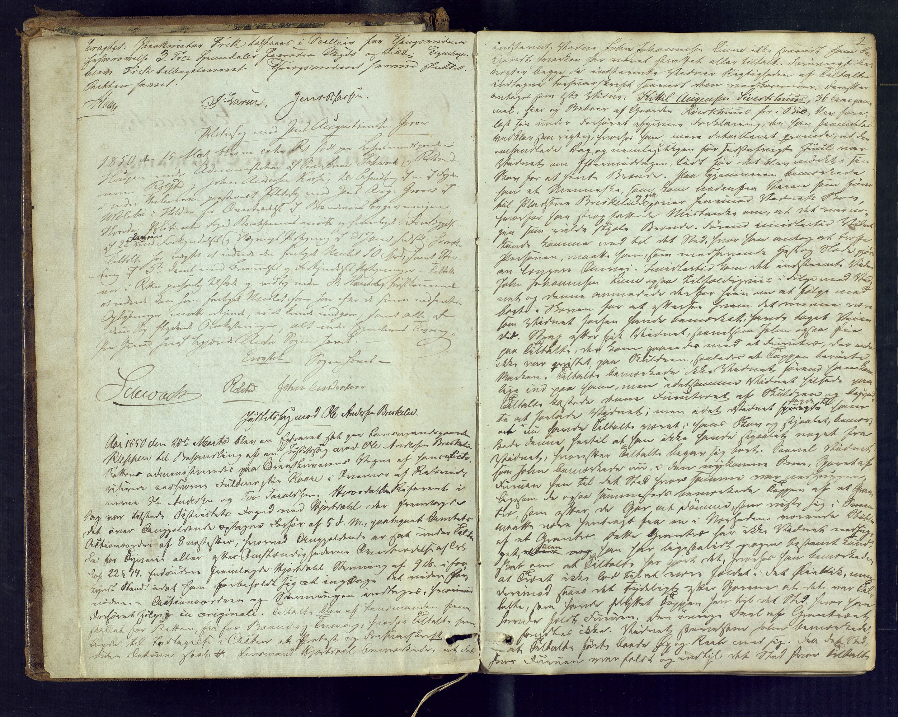 Nedre Telemark sorenskriveri, AV/SAKO-A-135/F/Fc/Fca/L0010: Ekstrarettsprotokoll, 1850-1858, p. 2