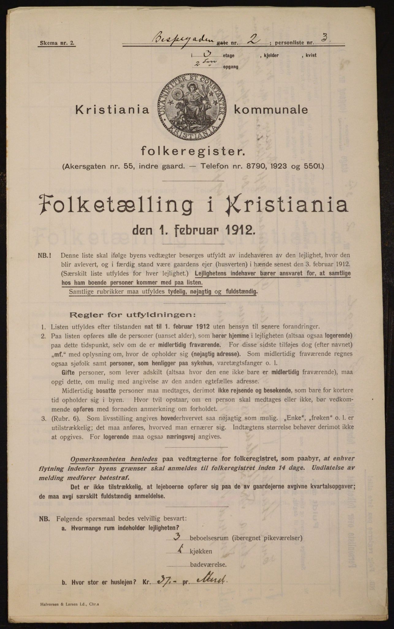 OBA, Municipal Census 1912 for Kristiania, 1912, p. 5214