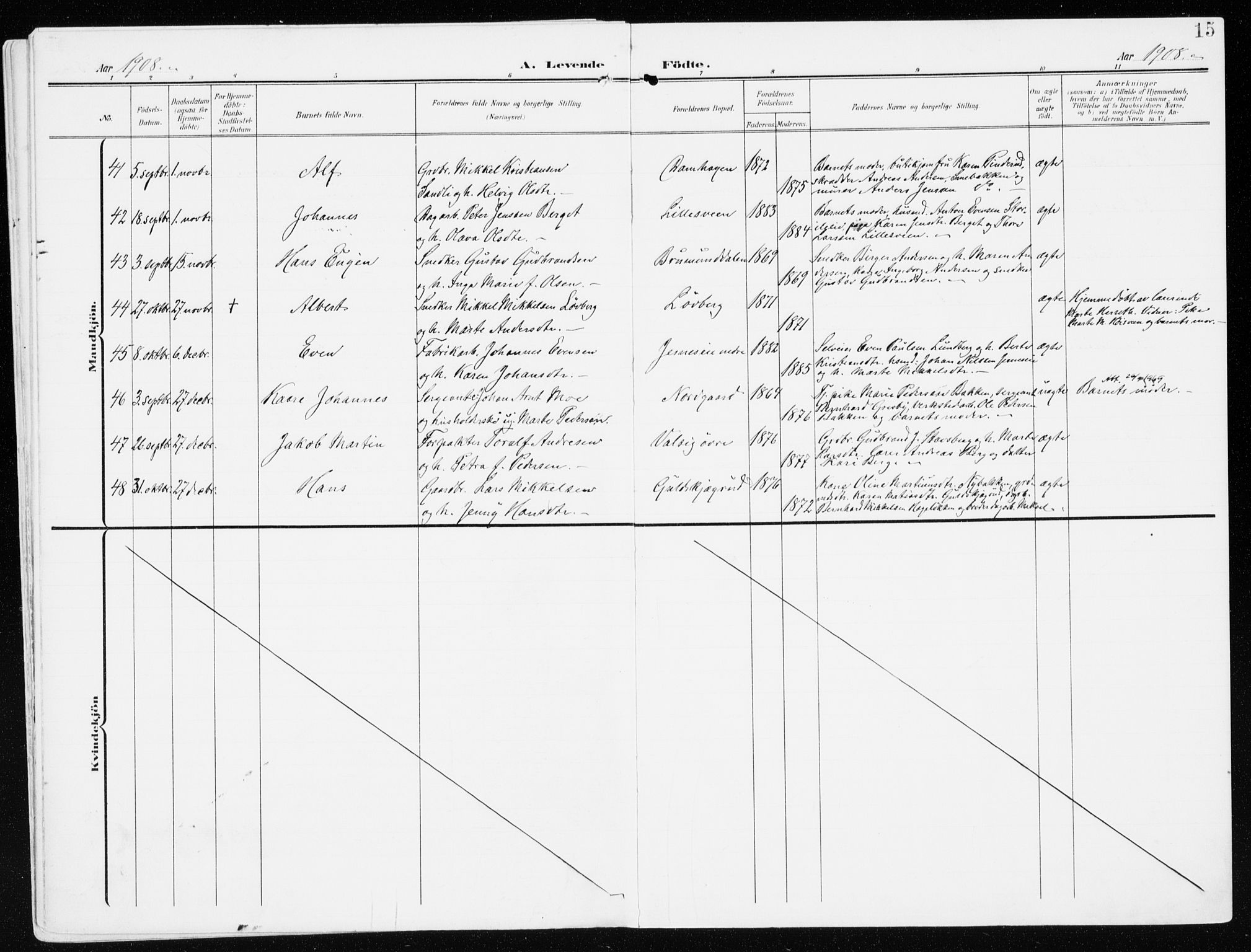 Furnes prestekontor, SAH/PREST-012/K/Ka/L0001: Parish register (official) no. 1, 1907-1935, p. 15