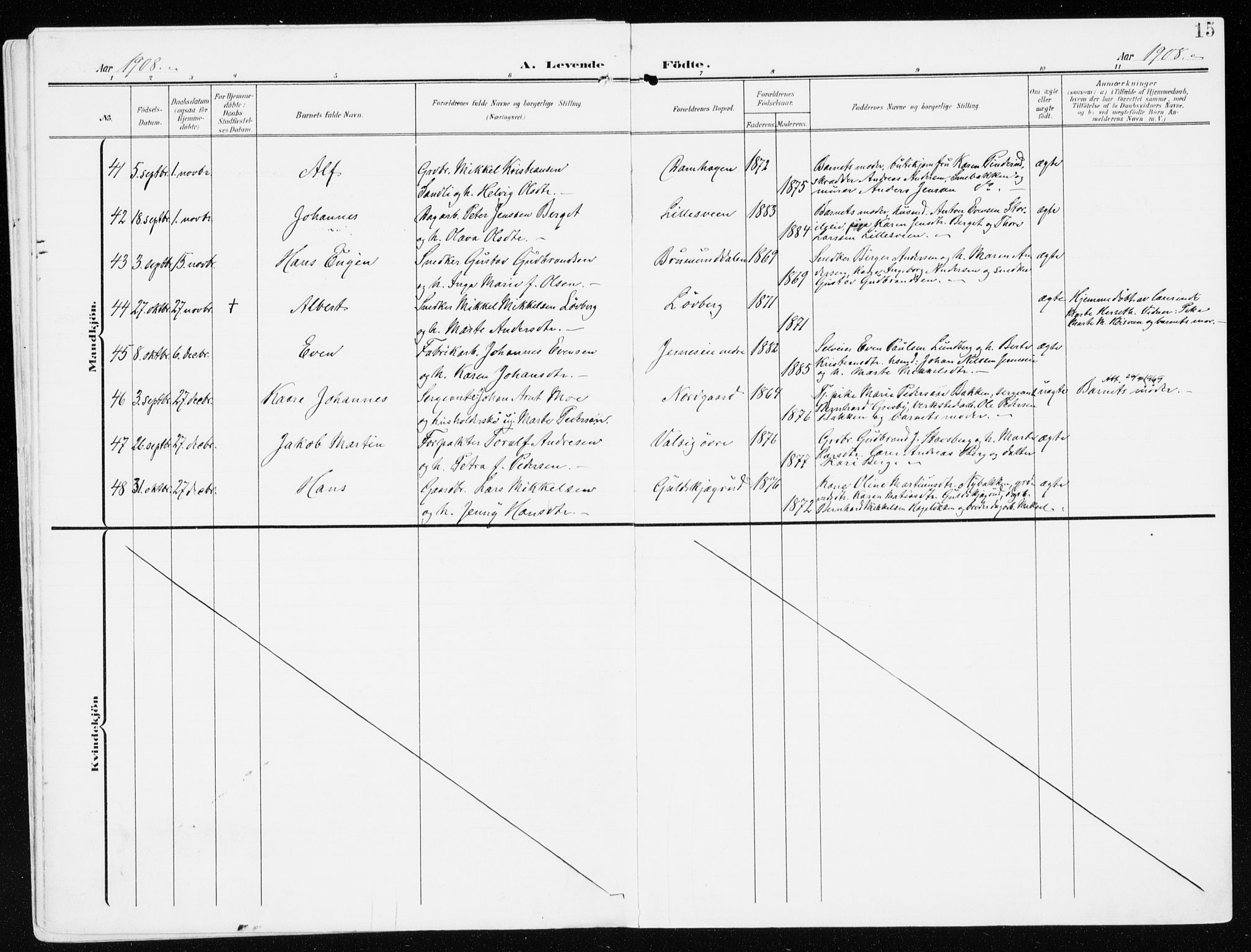 Furnes prestekontor, AV/SAH-PREST-012/K/Ka/L0001: Parish register (official) no. 1, 1907-1935, p. 15