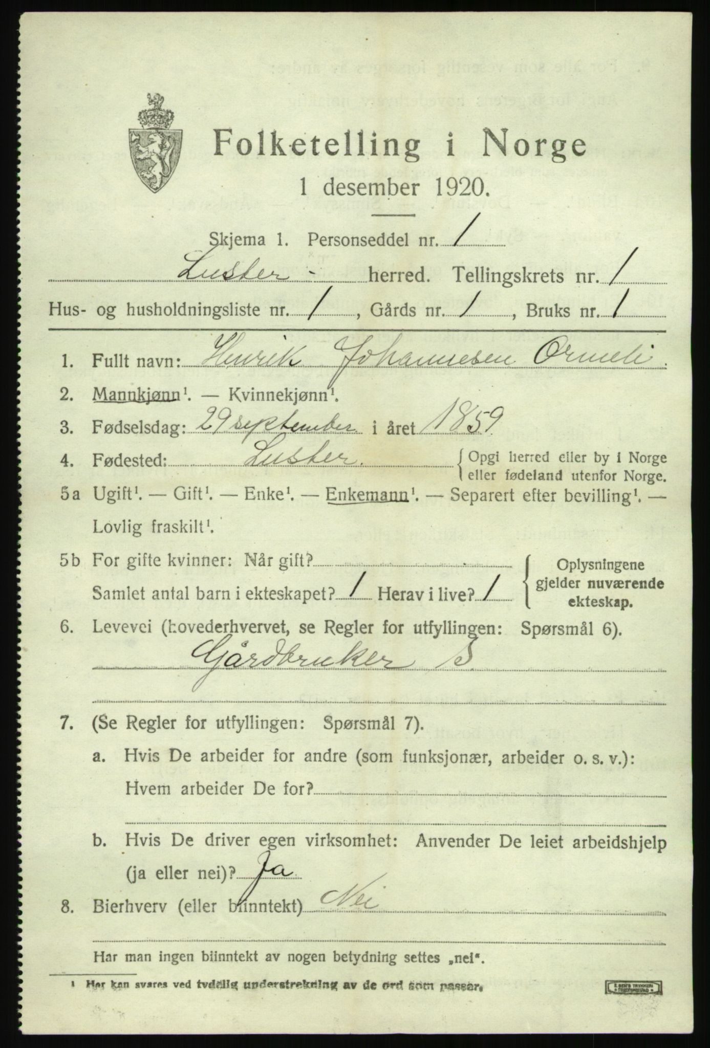 SAB, 1920 census for Luster, 1920, p. 1314