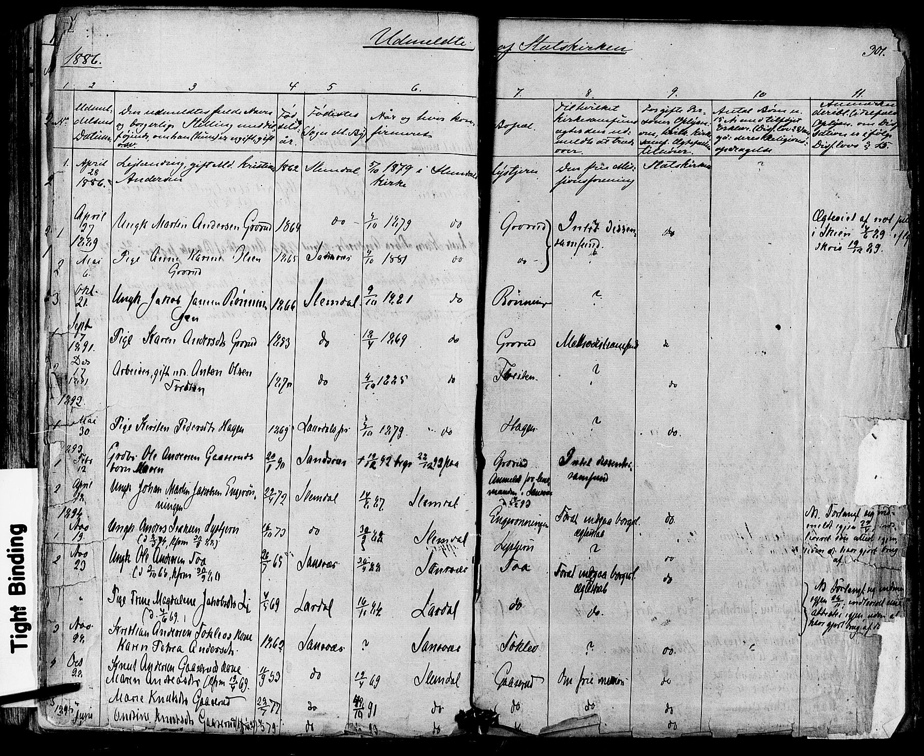 Siljan kirkebøker, SAKO/A-300/F/Fa/L0002: Parish register (official) no. 2, 1870-1895, p. 301