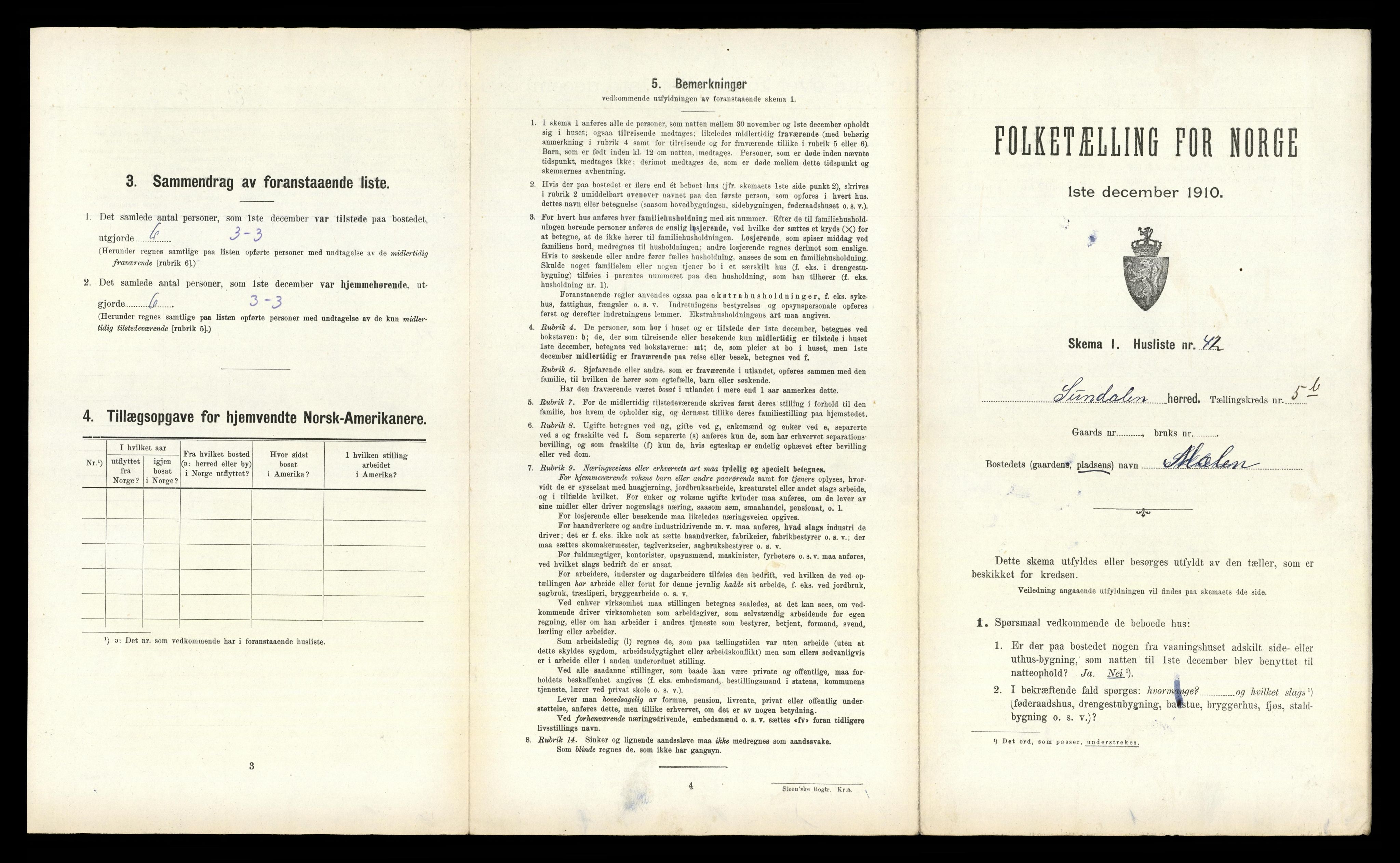 RA, 1910 census for Sunndal, 1910, p. 419