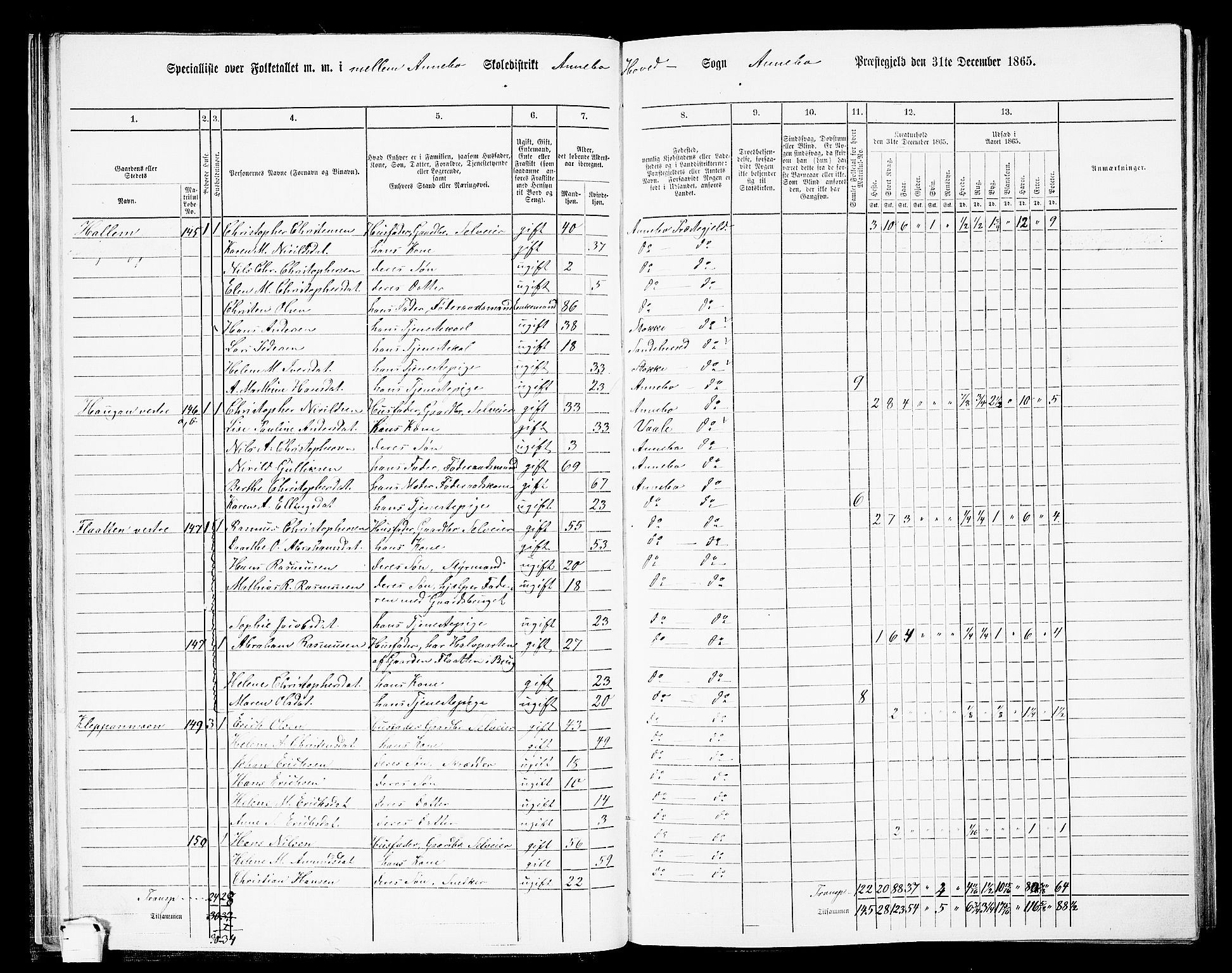 RA, 1865 census for Andebu, 1865, p. 34