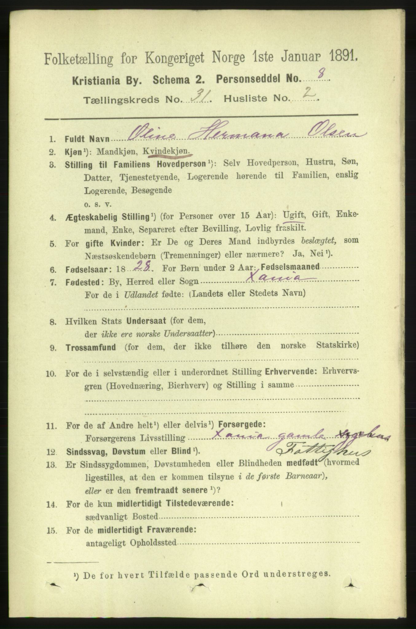 RA, 1891 census for 0301 Kristiania, 1891, p. 15943