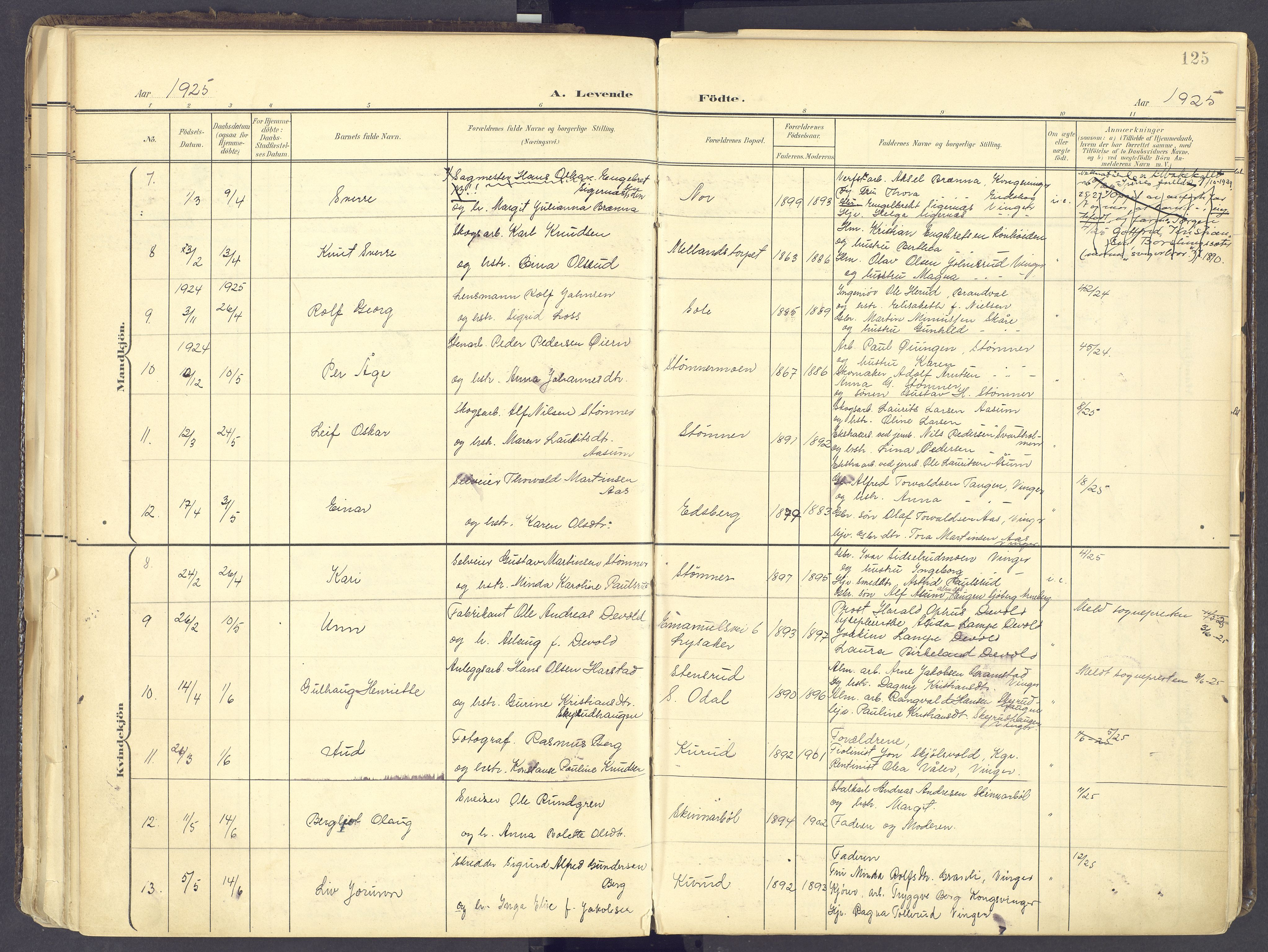 Vinger prestekontor, AV/SAH-PREST-024/H/Ha/Haa/L0017: Parish register (official) no. 17, 1901-1927, p. 125