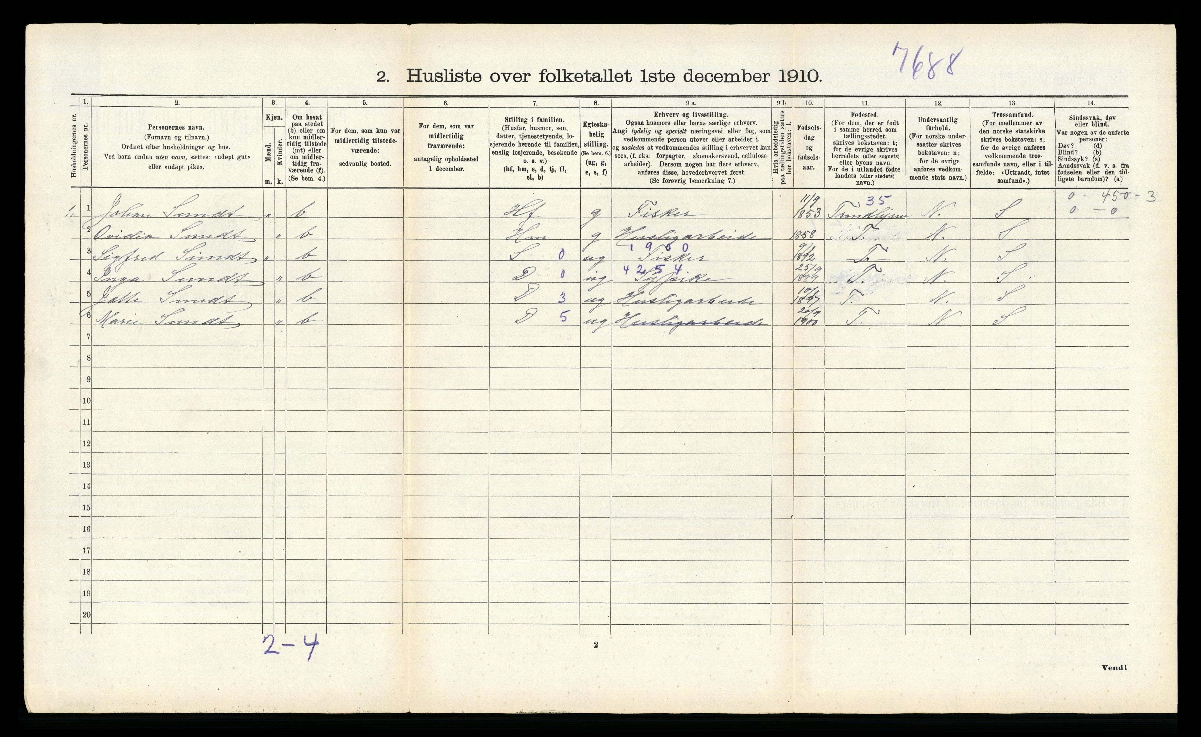 RA, 1910 census for Flakstad, 1910, p. 499