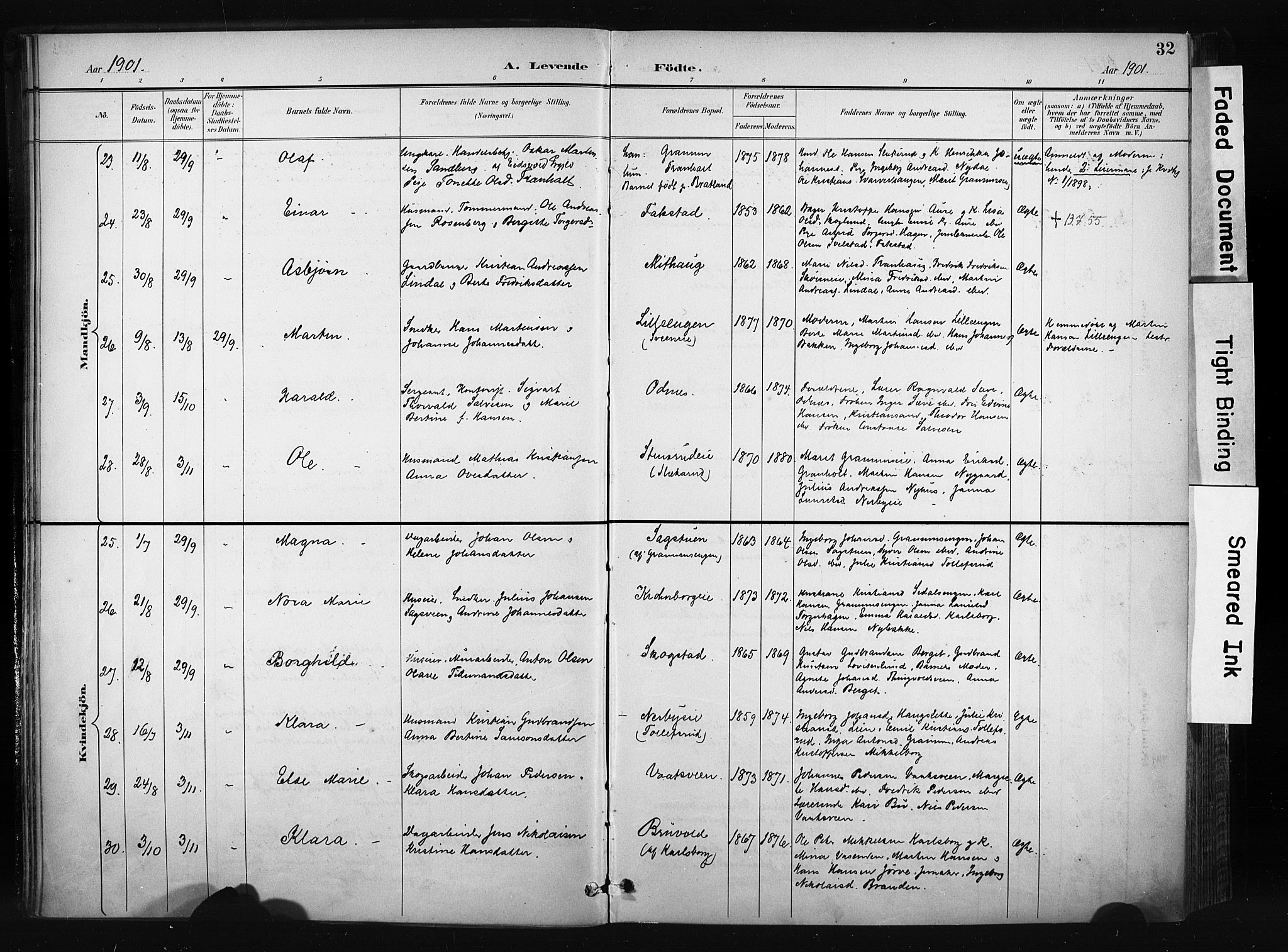 Søndre Land prestekontor, AV/SAH-PREST-122/K/L0004: Parish register (official) no. 4, 1895-1904, p. 32