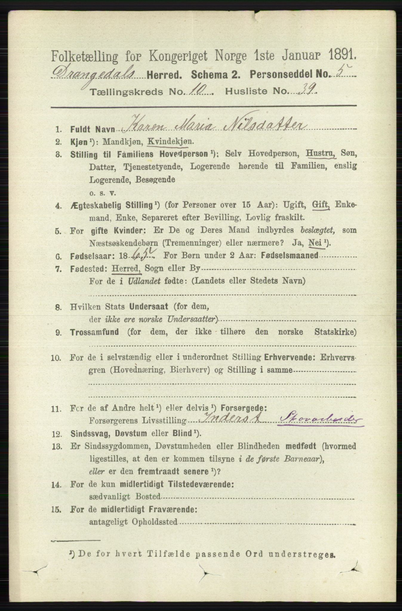 RA, 1891 census for 0817 Drangedal, 1891, p. 3676