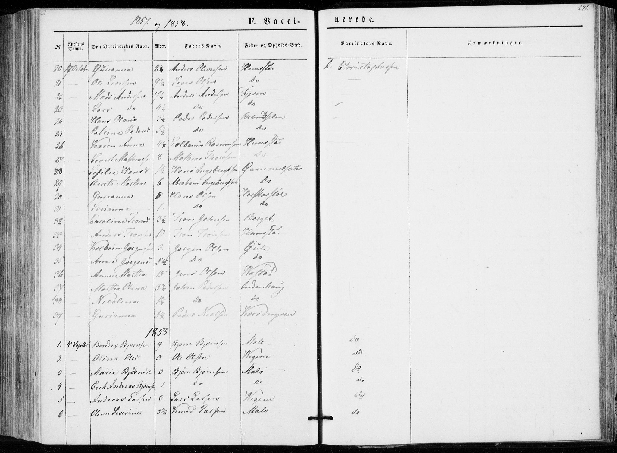 Ministerialprotokoller, klokkerbøker og fødselsregistre - Møre og Romsdal, AV/SAT-A-1454/566/L0767: Parish register (official) no. 566A06, 1852-1868, p. 241