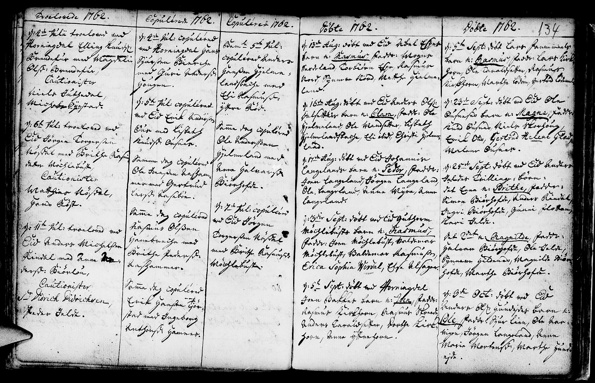 Eid sokneprestembete, AV/SAB-A-82301/H/Haa/Haaa/L0002: Parish register (official) no. A 2, 1741-1769, p. 134