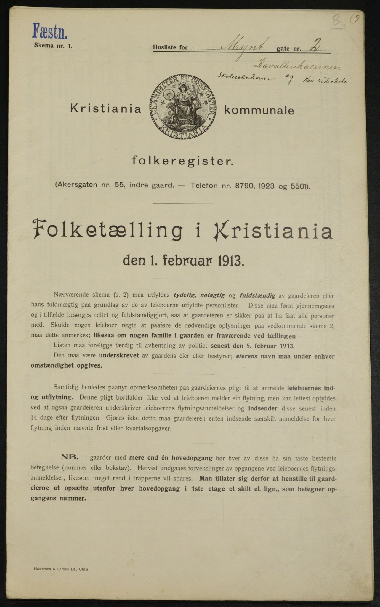 OBA, Municipal Census 1913 for Kristiania, 1913, p. 68287