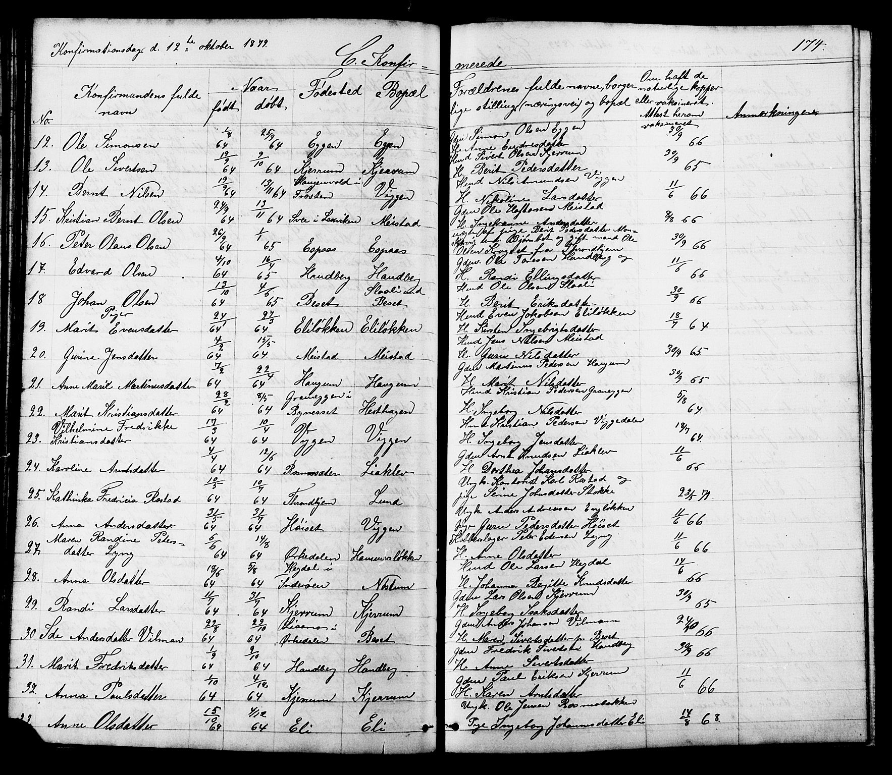 Ministerialprotokoller, klokkerbøker og fødselsregistre - Sør-Trøndelag, SAT/A-1456/665/L0777: Parish register (copy) no. 665C02, 1867-1915, p. 174