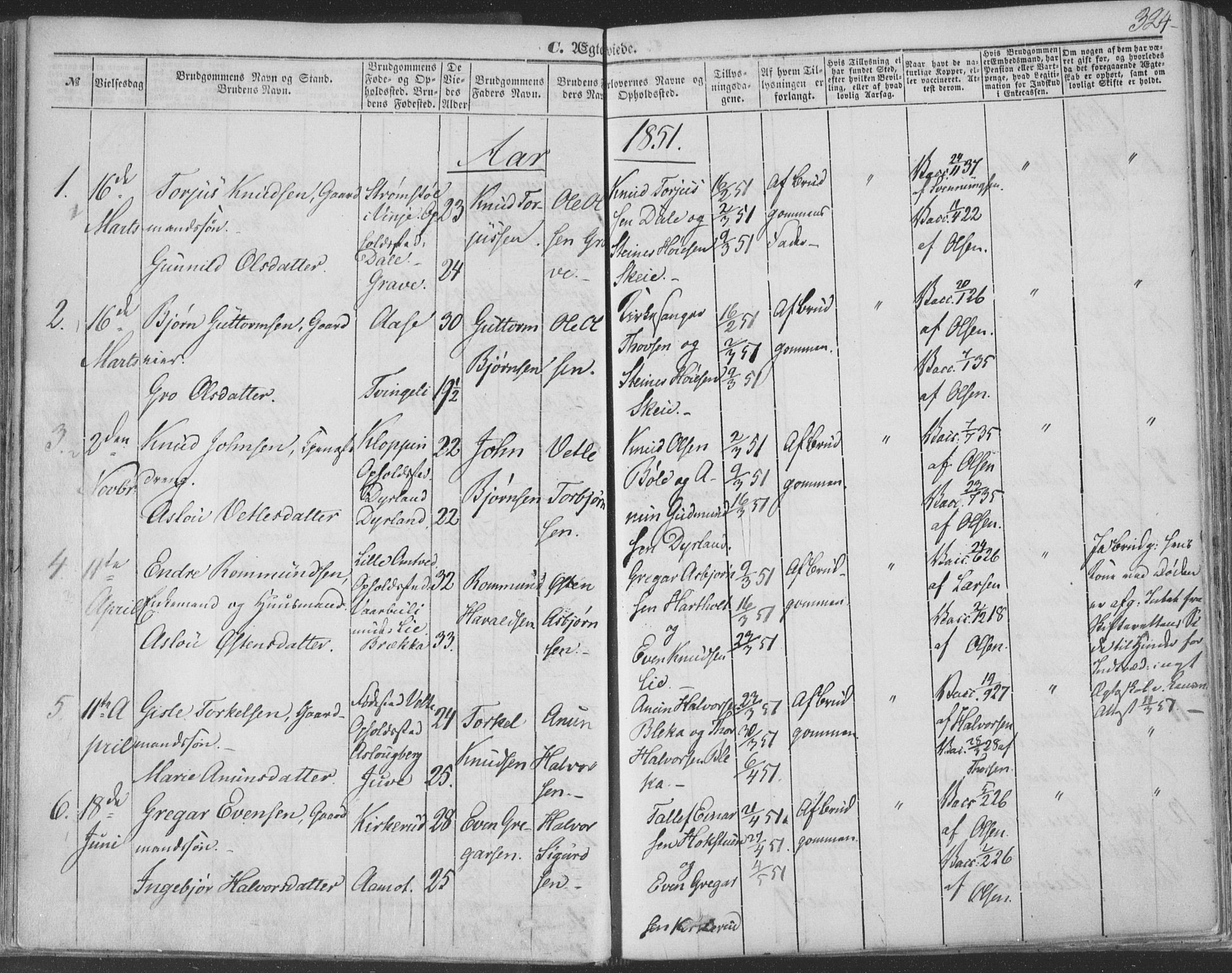 Seljord kirkebøker, SAKO/A-20/F/Fa/L012b: Parish register (official) no. I 12B, 1850-1865, p. 324