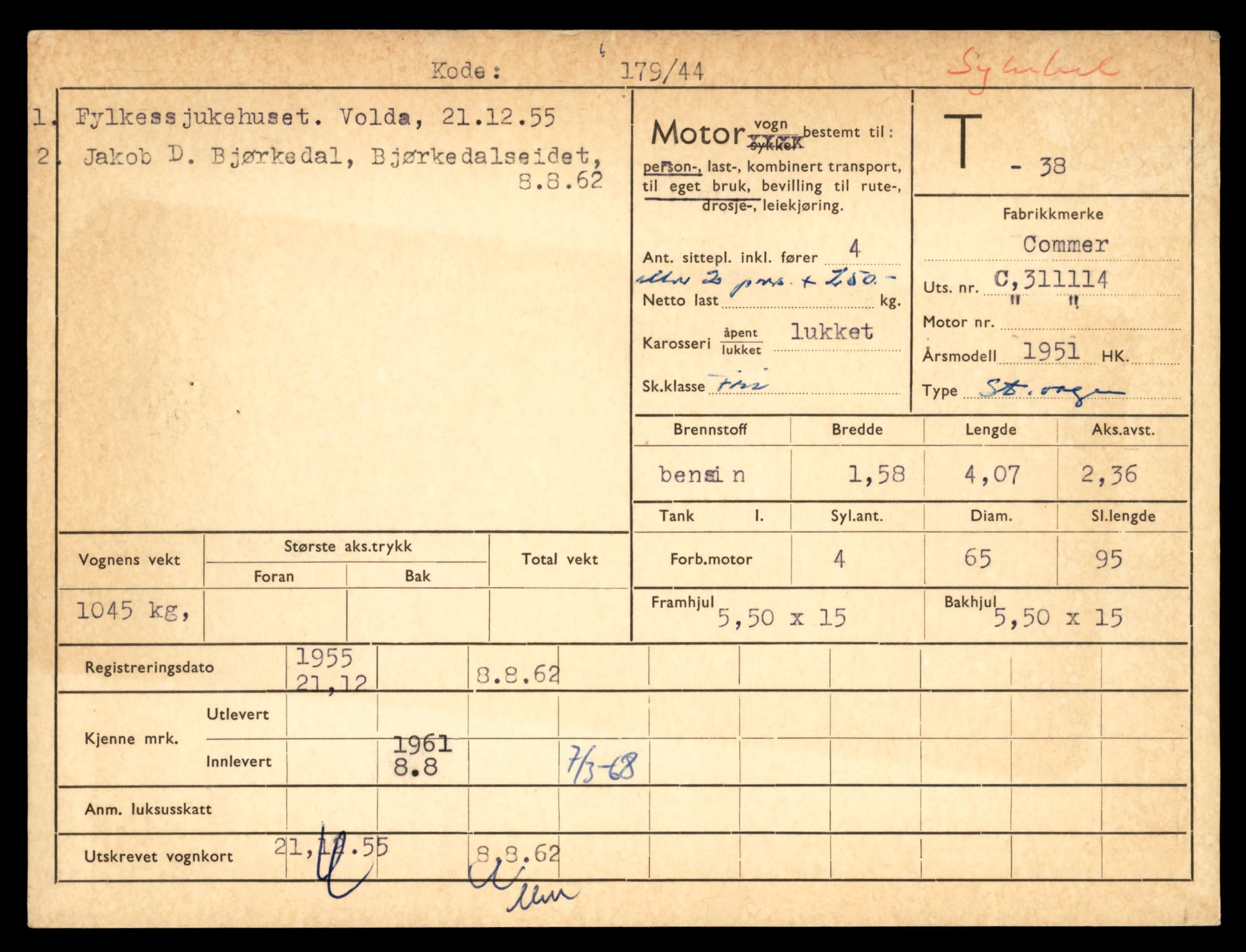 Møre og Romsdal vegkontor - Ålesund trafikkstasjon, AV/SAT-A-4099/F/Fe/L0001: Registreringskort for kjøretøy T 3 - T 127, 1927-1998, p. 793