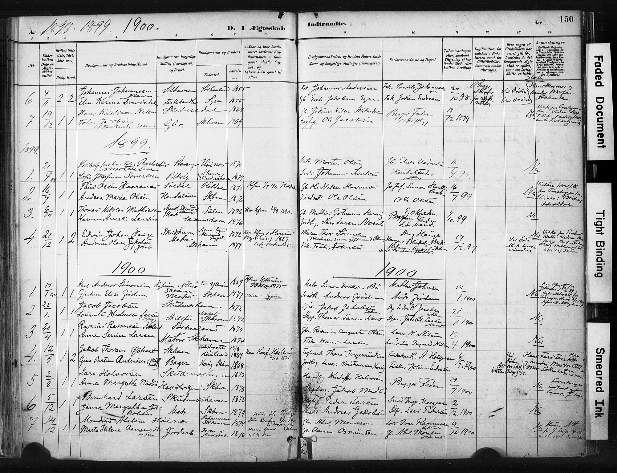 Skudenes sokneprestkontor, SAST/A -101849/H/Ha/Haa/L0008: Parish register (official) no. A 5, 1882-1912, p. 150