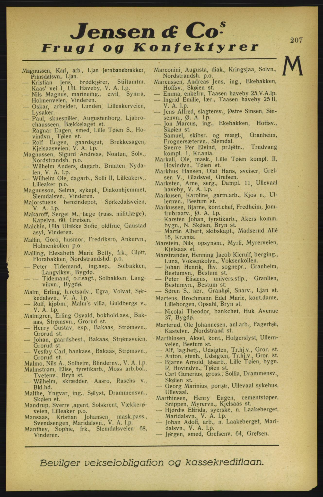 Aker adressebok/adressekalender, PUBL/001/A/002: Akers adressekalender, 1922, p. 207