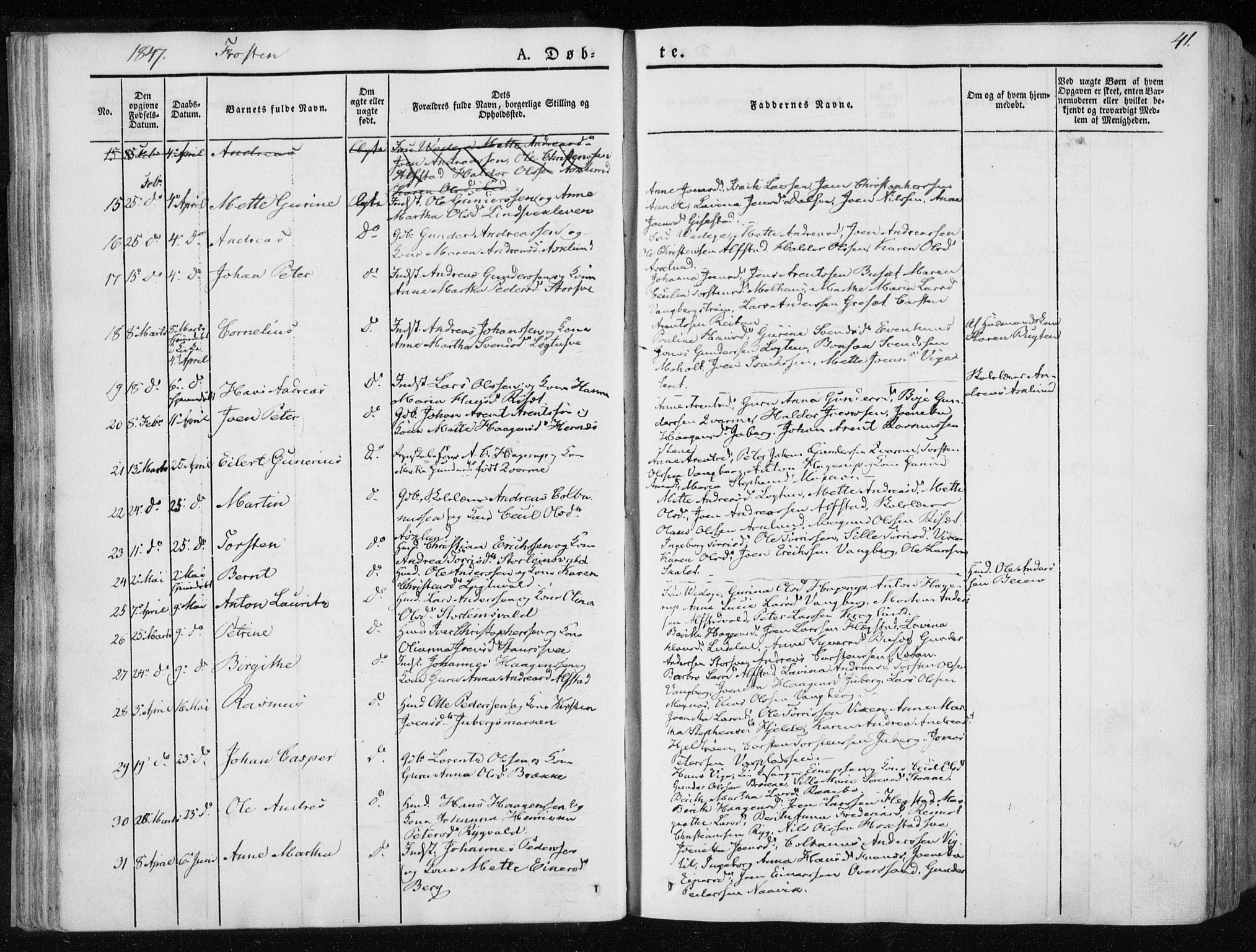 Ministerialprotokoller, klokkerbøker og fødselsregistre - Nord-Trøndelag, SAT/A-1458/713/L0115: Parish register (official) no. 713A06, 1838-1851, p. 41
