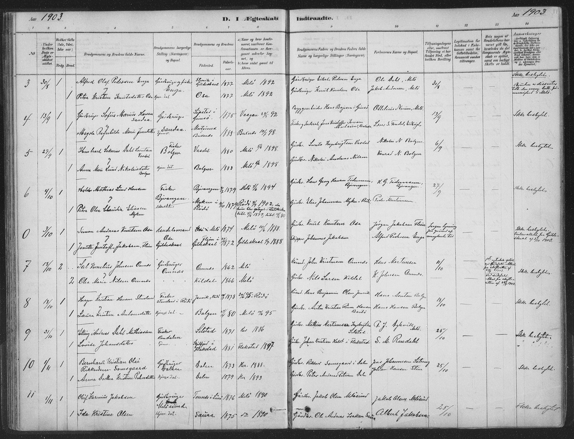 Ministerialprotokoller, klokkerbøker og fødselsregistre - Nordland, AV/SAT-A-1459/843/L0627: Parish register (official) no. 843A02, 1878-1908, p. 44