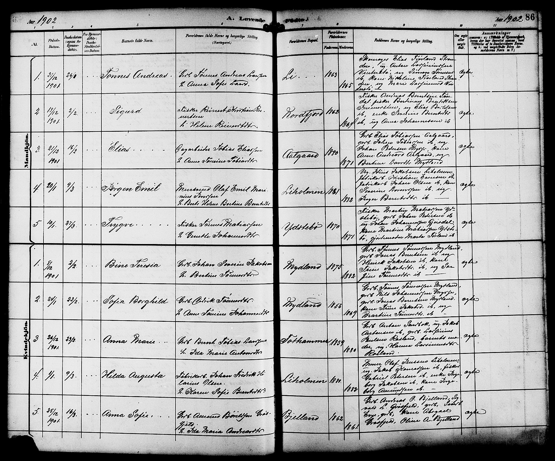 Sokndal sokneprestkontor, SAST/A-101808: Parish register (copy) no. B 6, 1892-1907, p. 86