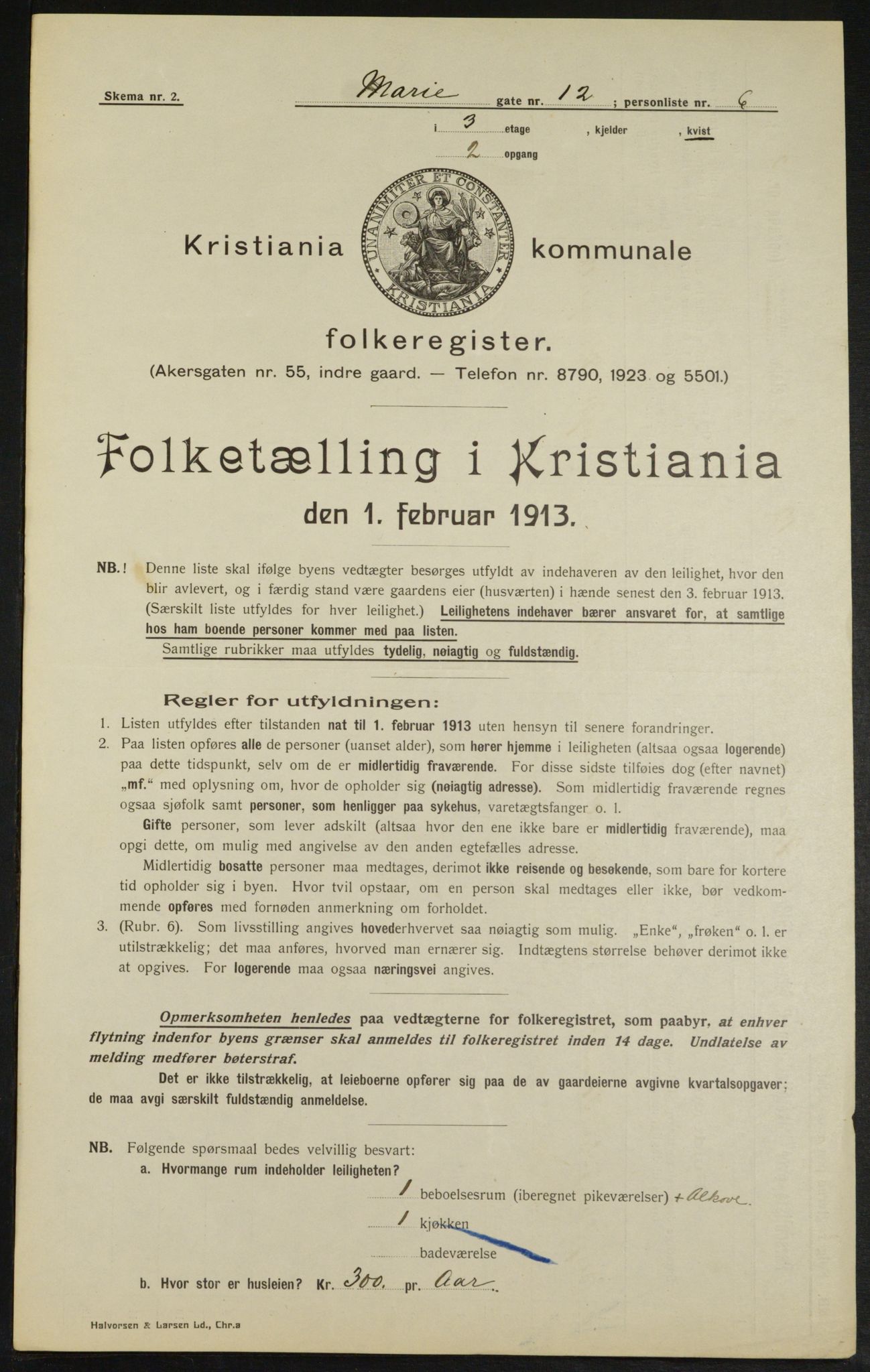 OBA, Municipal Census 1913 for Kristiania, 1913, p. 62762