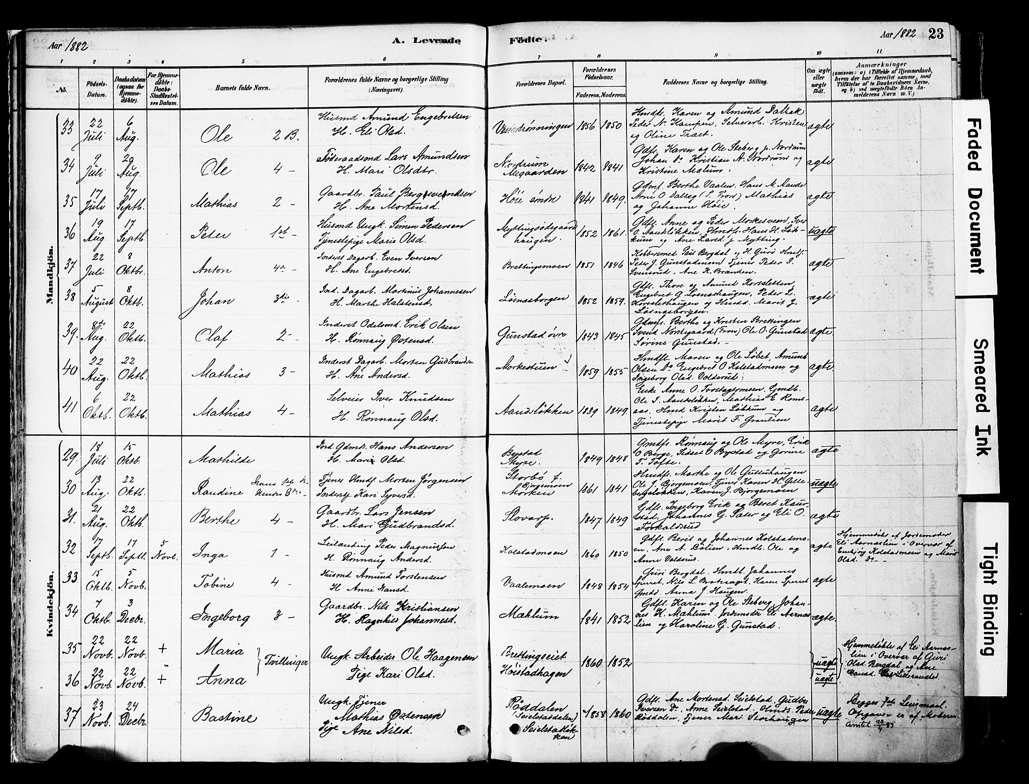 Ringebu prestekontor, AV/SAH-PREST-082/H/Ha/Haa/L0008: Parish register (official) no. 8, 1878-1898, p. 23