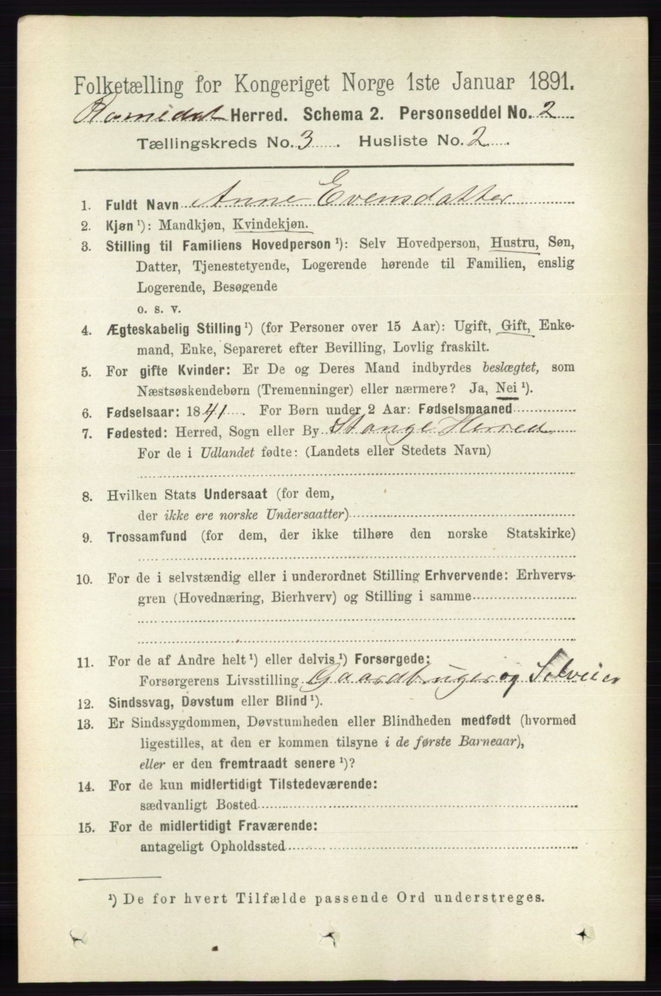 RA, 1891 census for 0416 Romedal, 1891, p. 1427