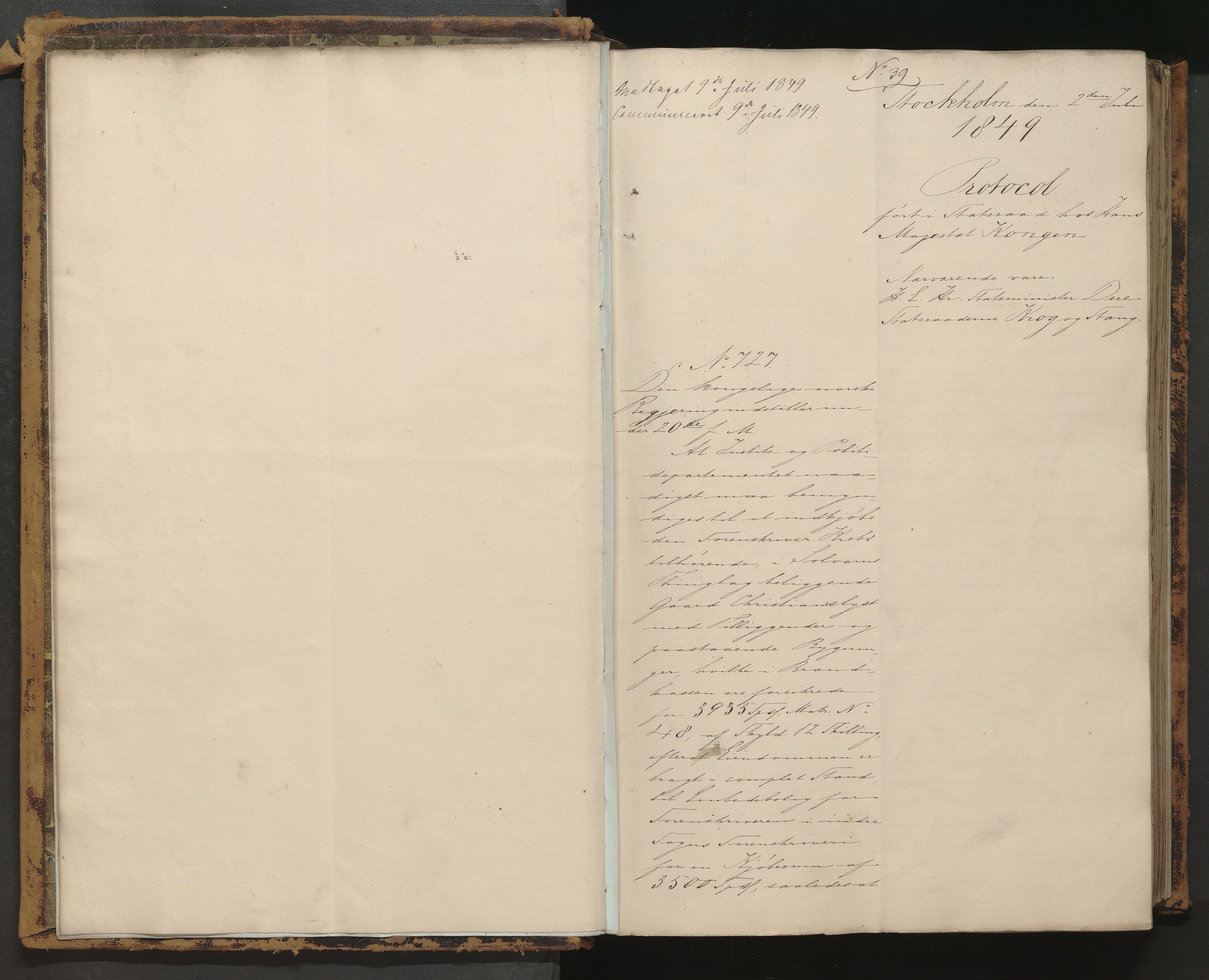 Statsrådssekretariatet, AV/RA-S-1001/A/Ab/L0070: Kgl. res. nr. 726-1428, 2. halvår, 1849