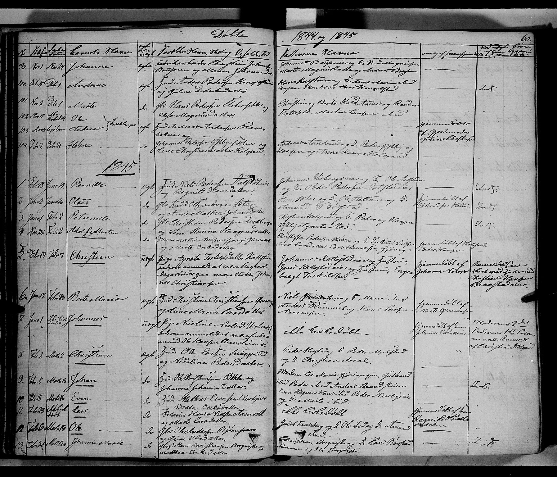 Vardal prestekontor, SAH/PREST-100/H/Ha/Haa/L0005: Parish register (official) no. 5, 1831-1853, p. 60