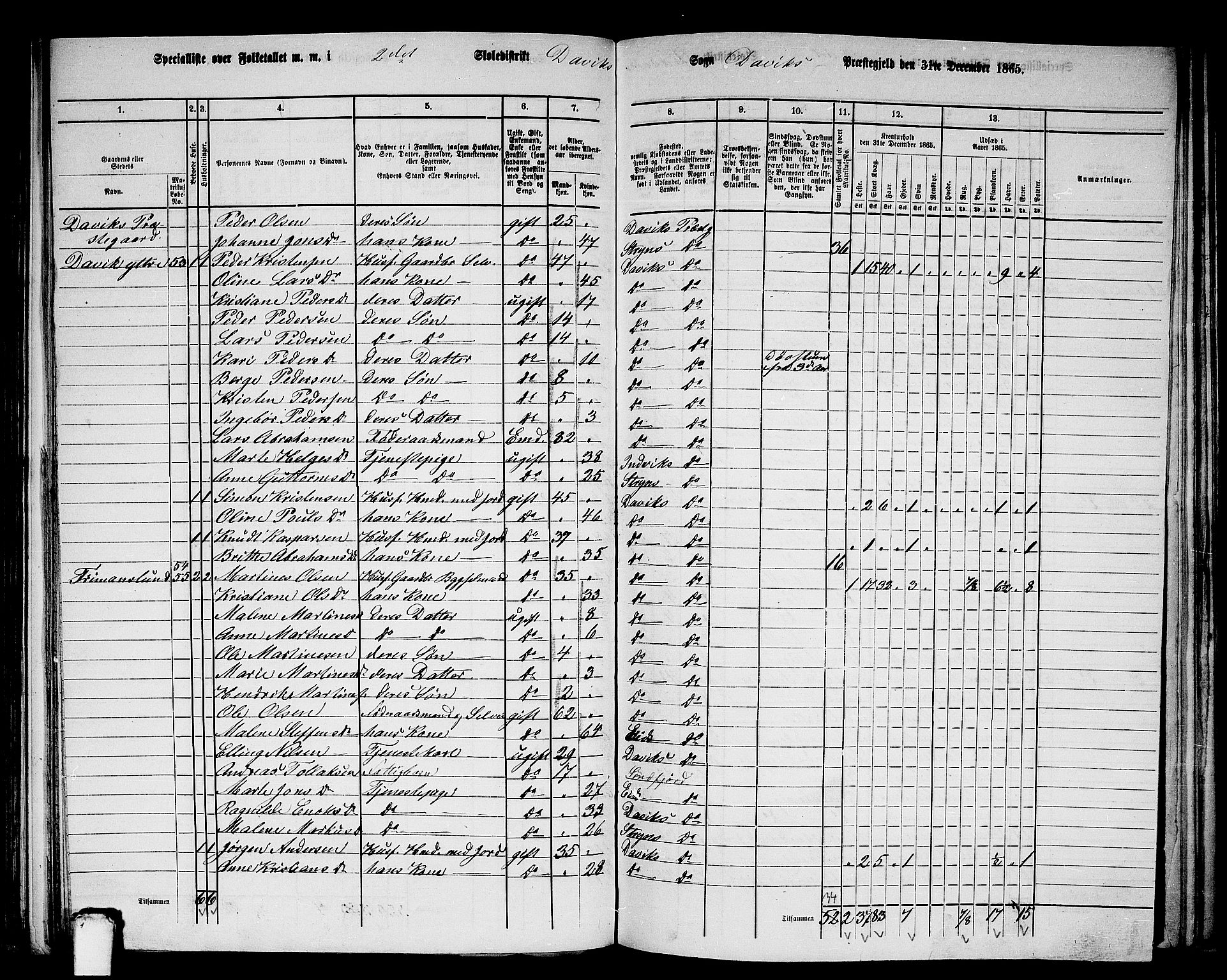 RA, 1865 census for Davik, 1865, p. 35