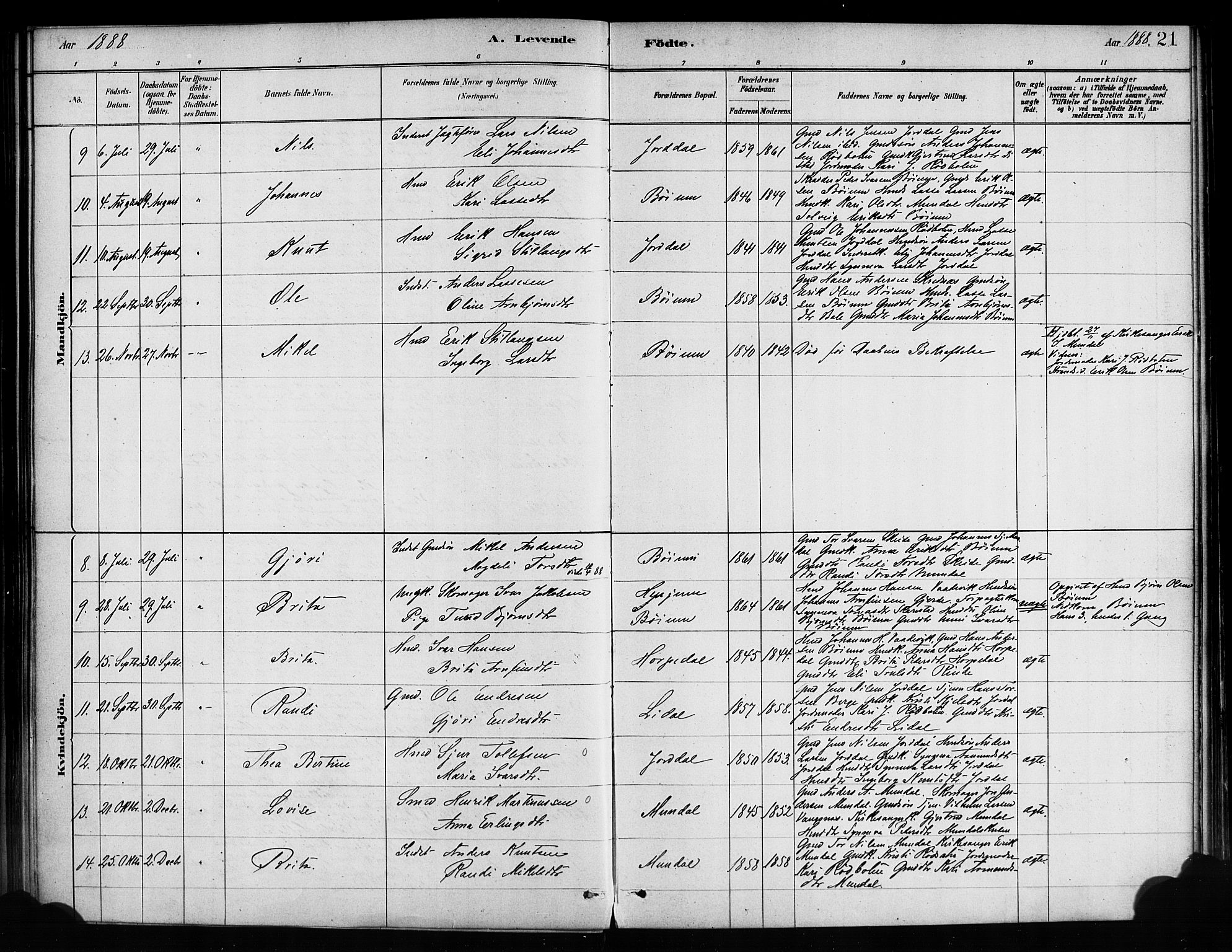 Balestrand sokneprestembete, SAB/A-79601/H/Haa/Haaa/L0004: Parish register (official) no. A 4 /2, 1879-1888, p. 21