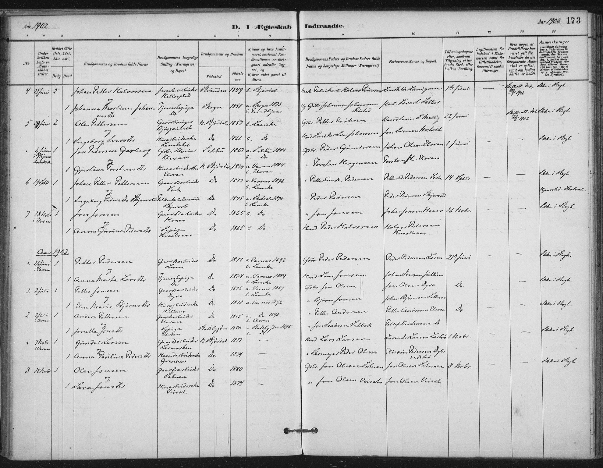 Ministerialprotokoller, klokkerbøker og fødselsregistre - Nord-Trøndelag, SAT/A-1458/710/L0095: Parish register (official) no. 710A01, 1880-1914, p. 173