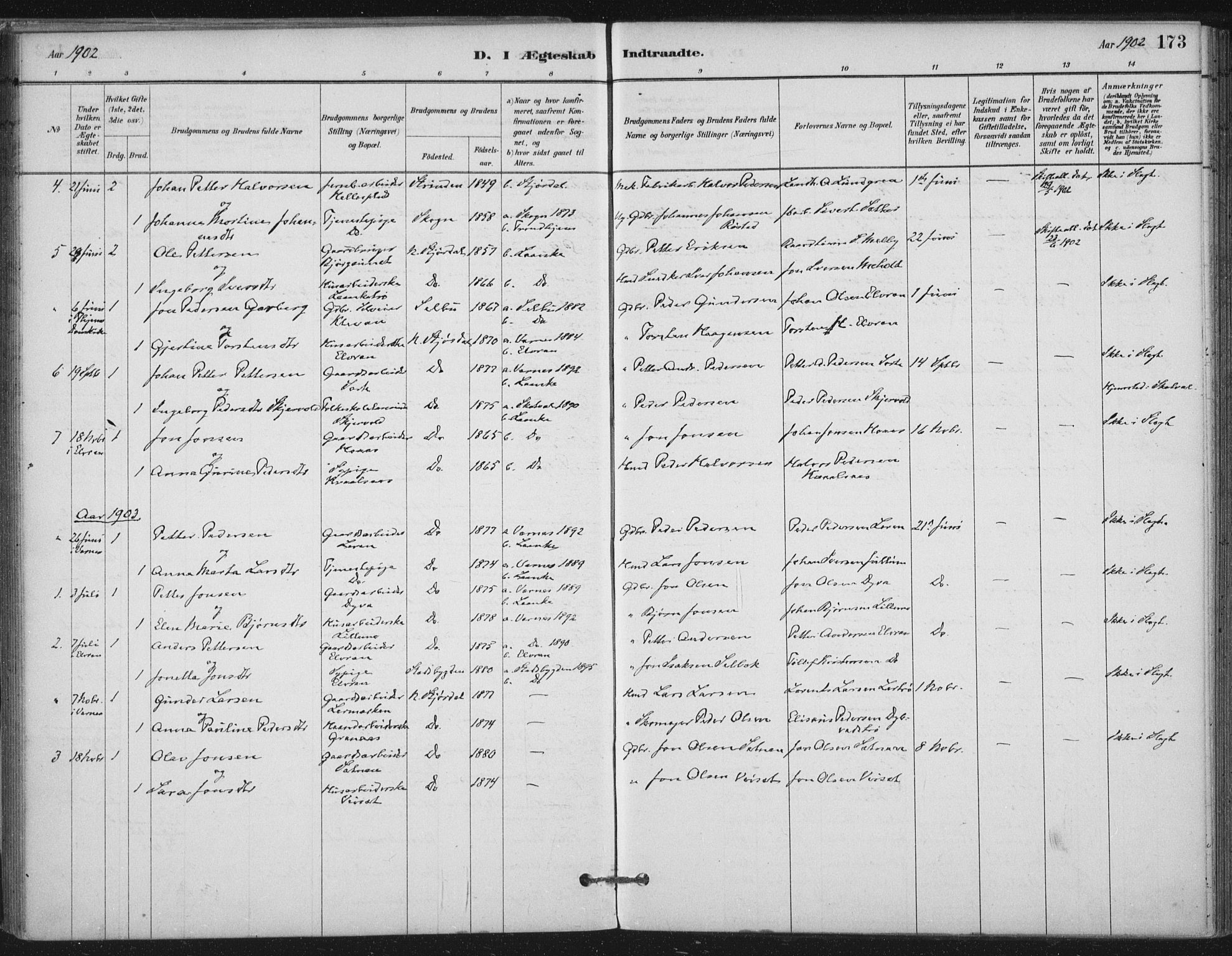 Ministerialprotokoller, klokkerbøker og fødselsregistre - Nord-Trøndelag, AV/SAT-A-1458/710/L0095: Parish register (official) no. 710A01, 1880-1914, p. 173