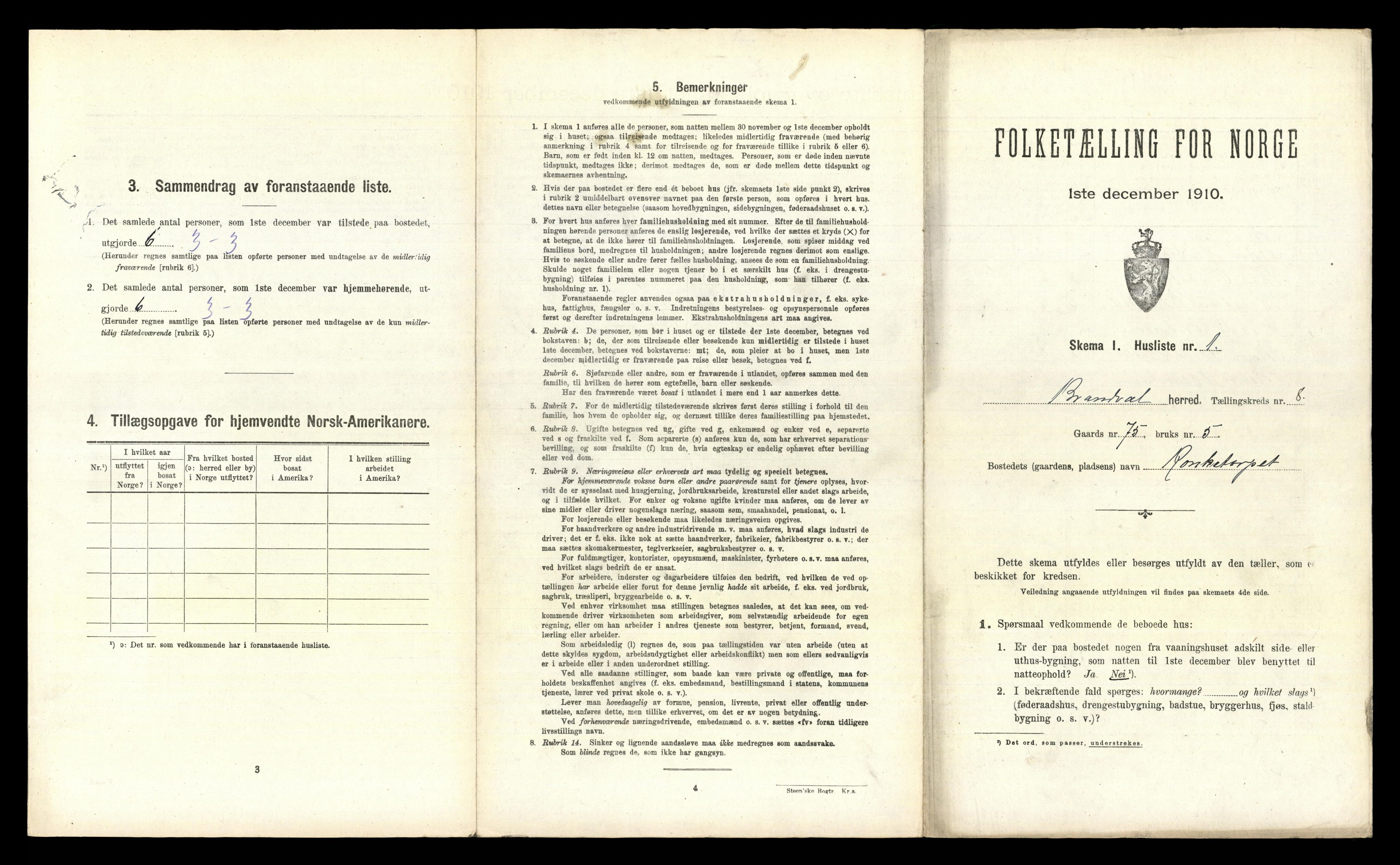 RA, 1910 census for Brandval, 1910, p. 1149