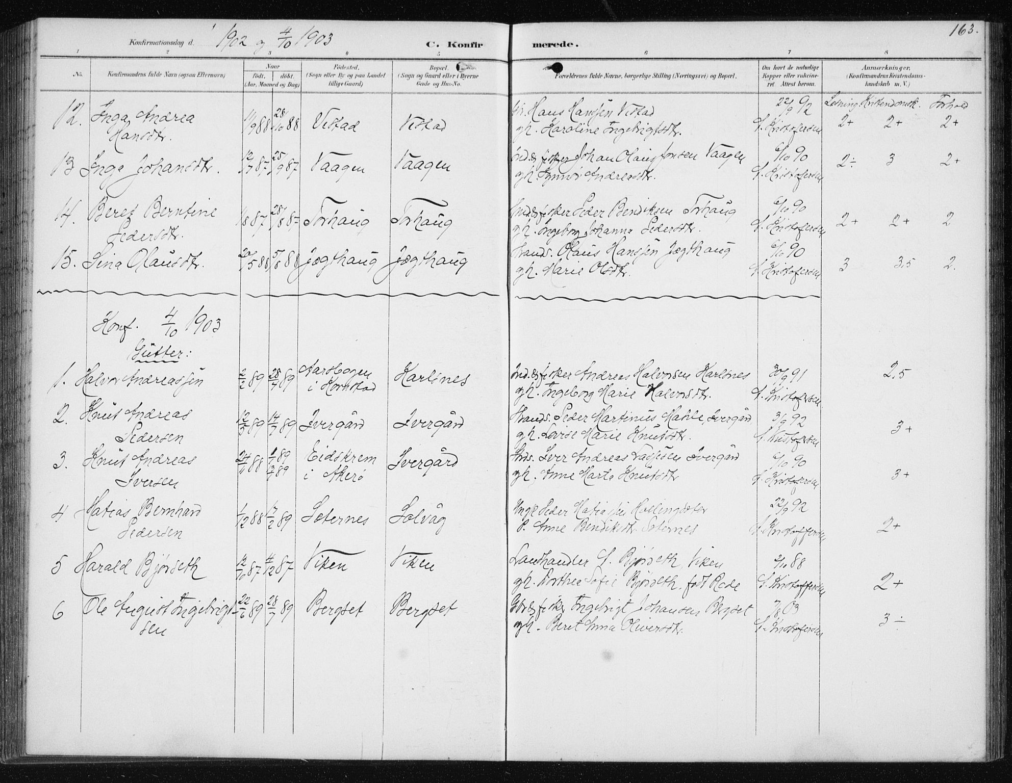 Ministerialprotokoller, klokkerbøker og fødselsregistre - Møre og Romsdal, AV/SAT-A-1454/566/L0773: Parish register (copy) no. 566C02, 1892-1909, p. 163