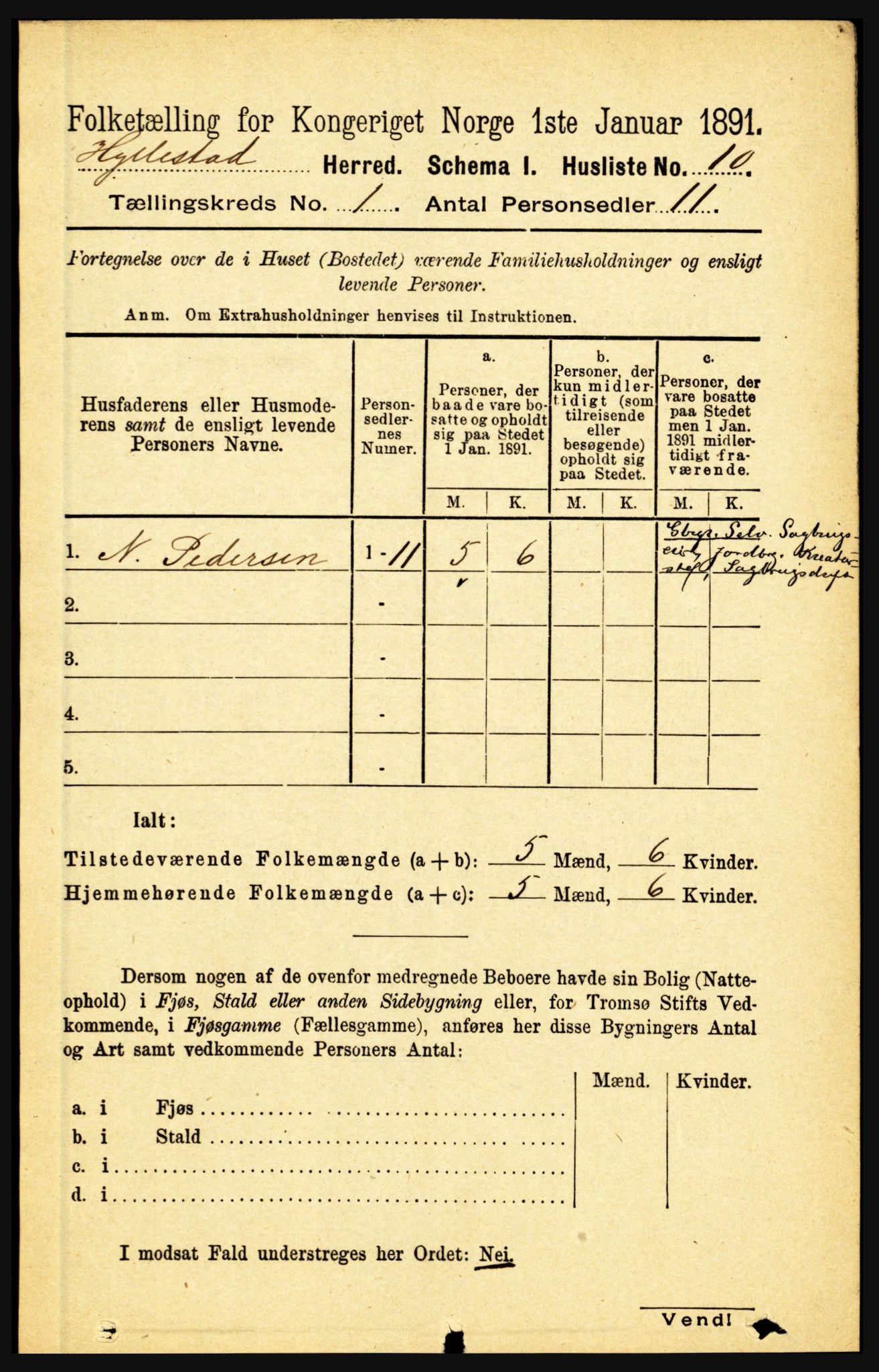 RA, 1891 census for 1413 Hyllestad, 1891, p. 50