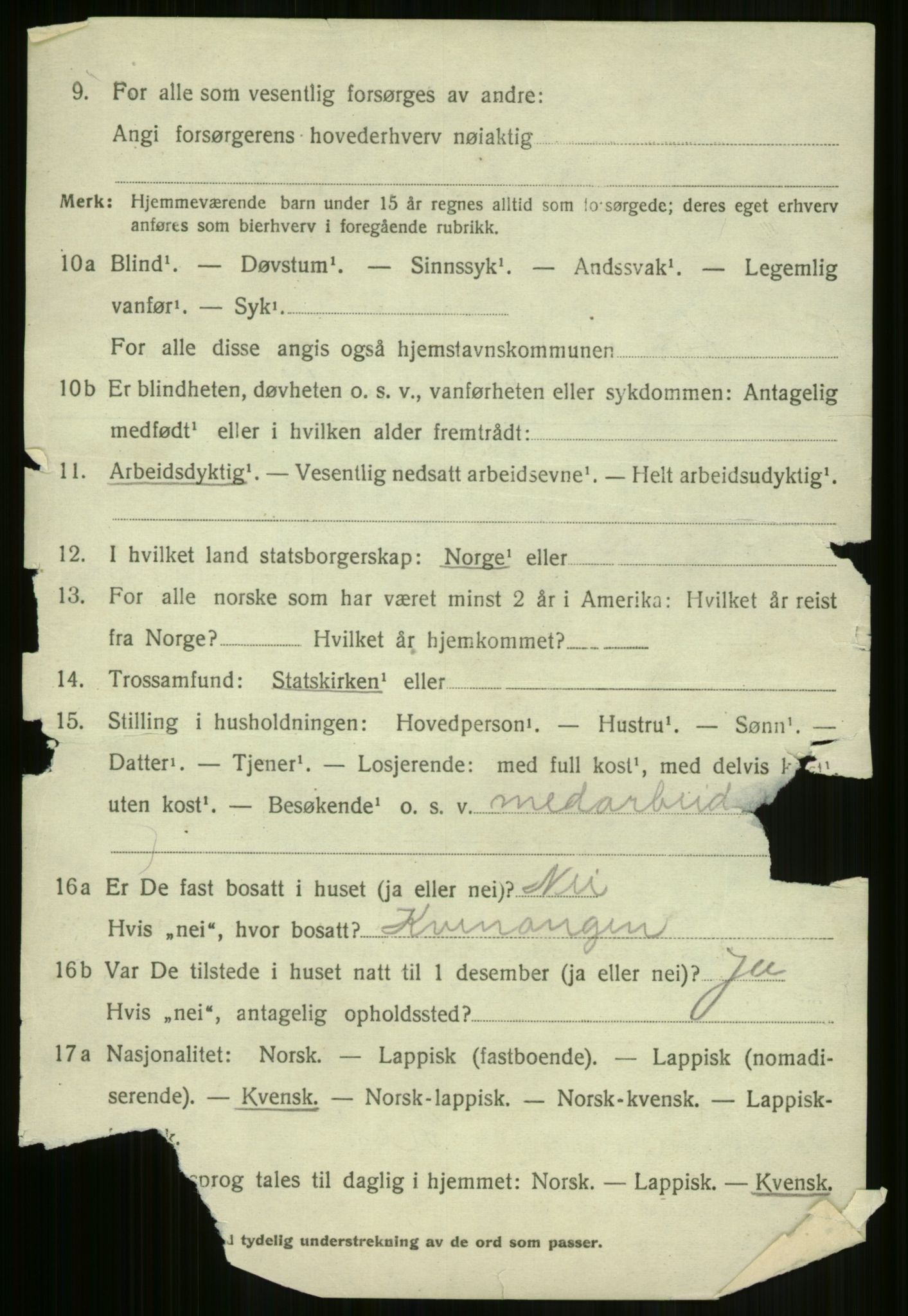 SATØ, 1920 census for Lyngen, 1920, p. 8096