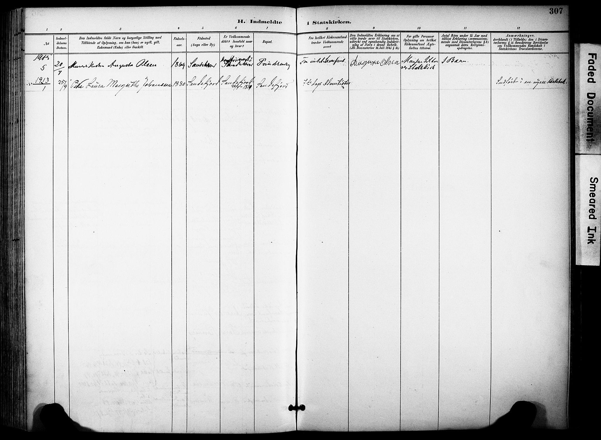 Sandefjord kirkebøker, AV/SAKO-A-315/F/Fa/L0004: Parish register (official) no. 4, 1894-1905, p. 307