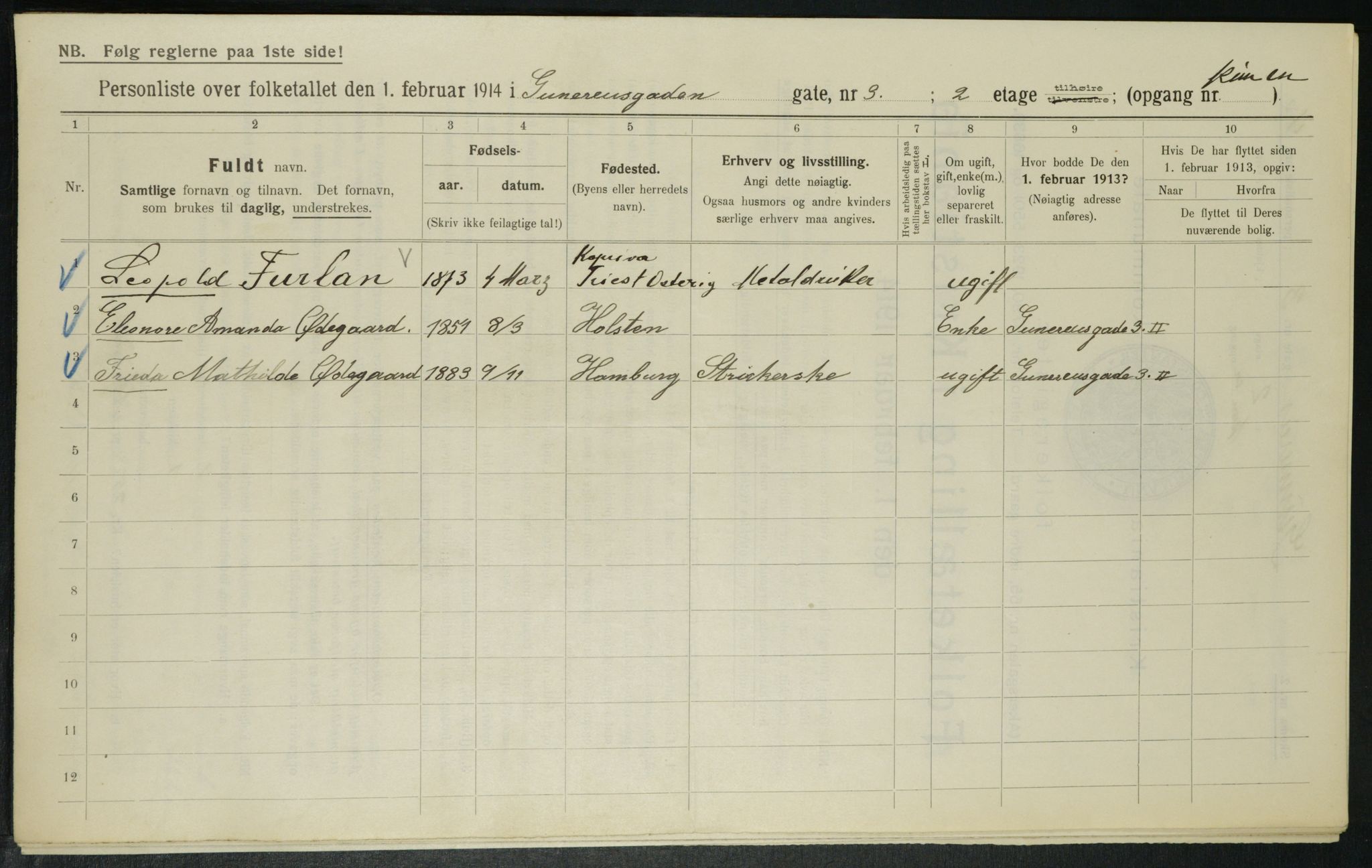 OBA, Municipal Census 1914 for Kristiania, 1914, p. 5194
