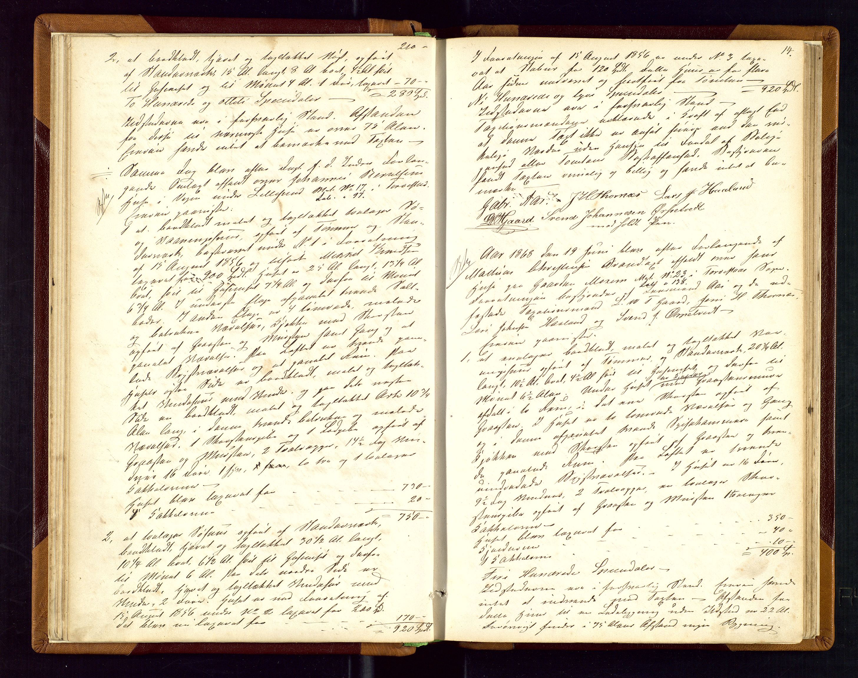 Torvestad lensmannskontor, AV/SAST-A-100307/1/Goa/L0001: "Brandtaxationsprotokol for Torvestad Thinglag", 1867-1883, p. 13b-14a