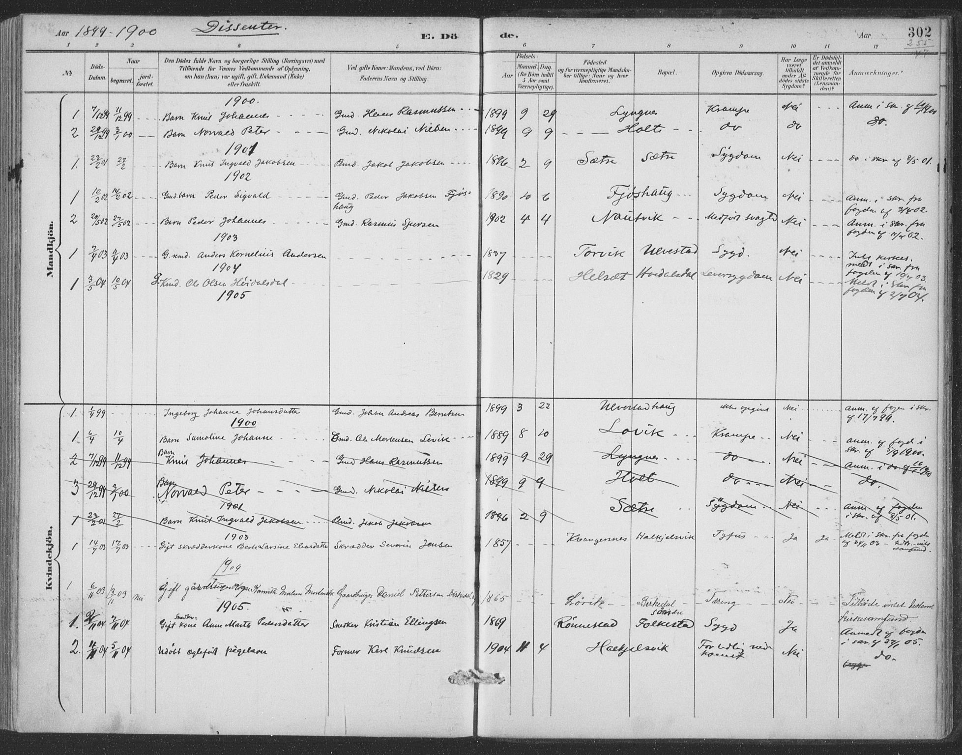 Ministerialprotokoller, klokkerbøker og fødselsregistre - Møre og Romsdal, AV/SAT-A-1454/511/L0142: Parish register (official) no. 511A09, 1891-1905, p. 302