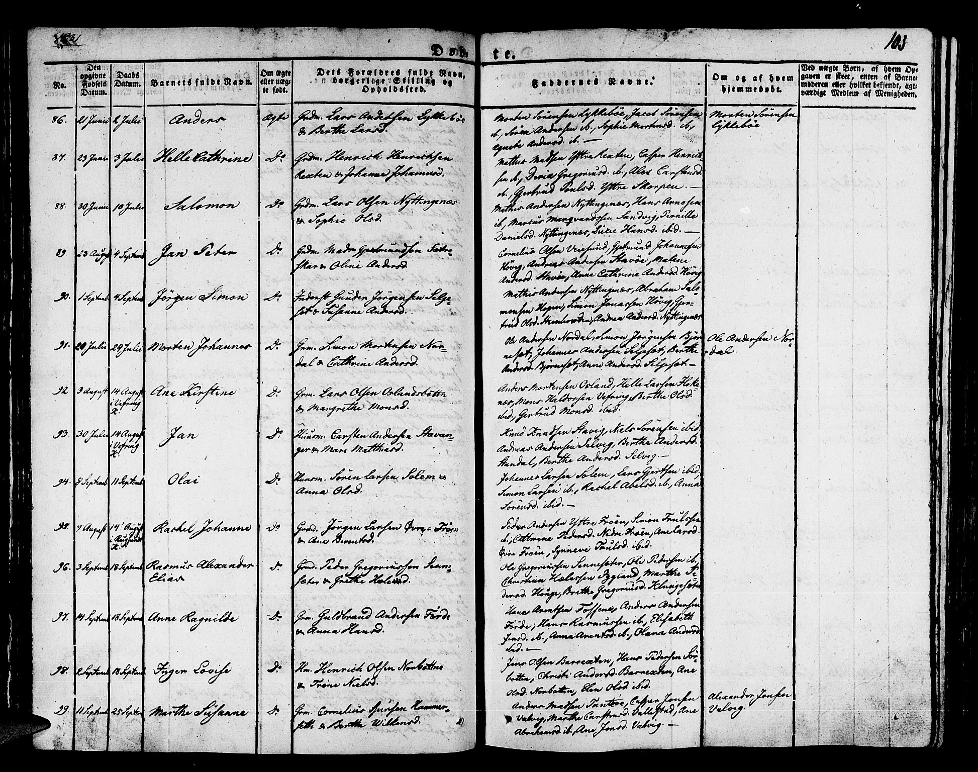 Kinn sokneprestembete, AV/SAB-A-80801/H/Haa/Haaa/L0004/0001: Parish register (official) no. A 4I, 1822-1840, p. 103