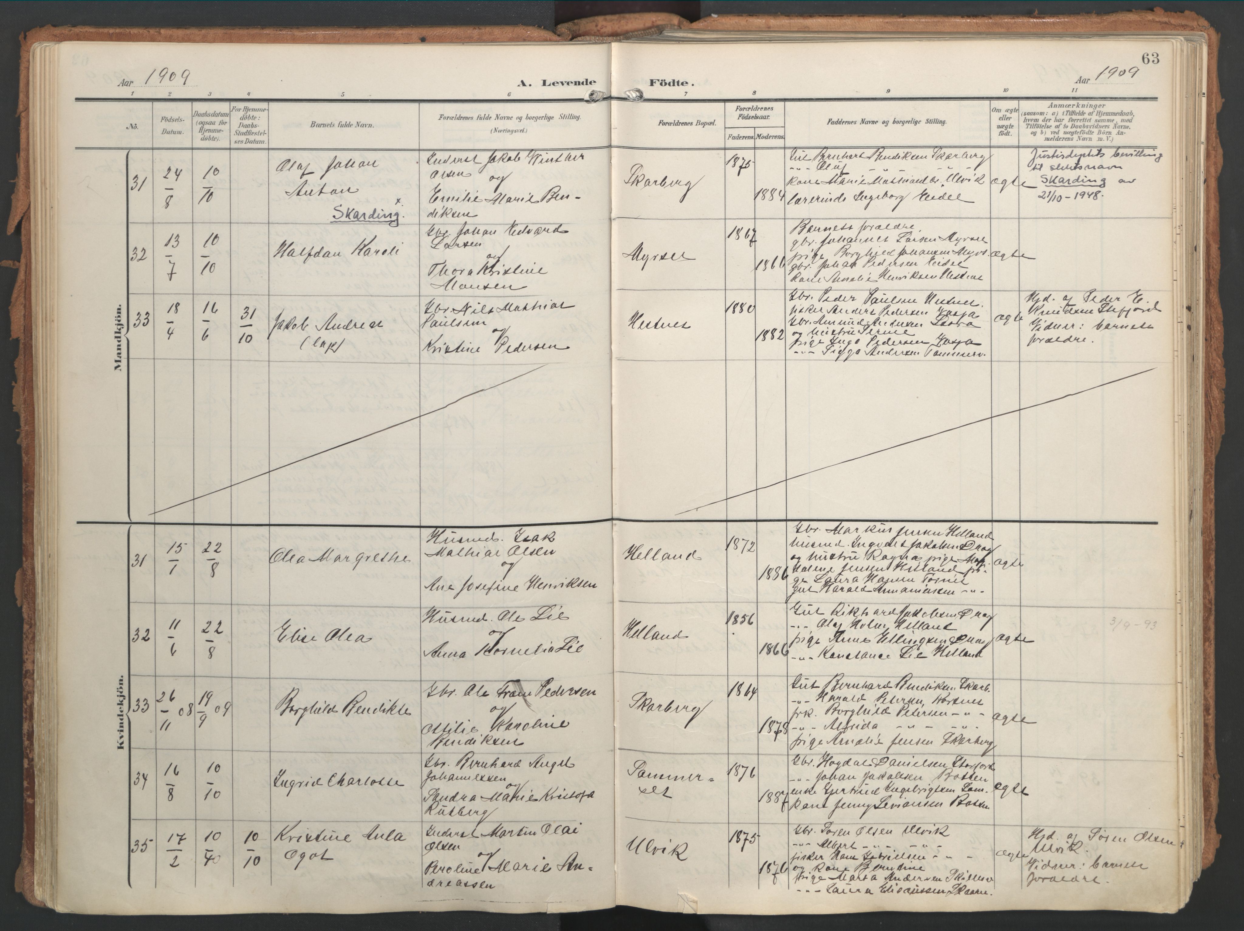 Ministerialprotokoller, klokkerbøker og fødselsregistre - Nordland, AV/SAT-A-1459/861/L0871: Parish register (official) no. 861A06, 1903-1916, p. 63