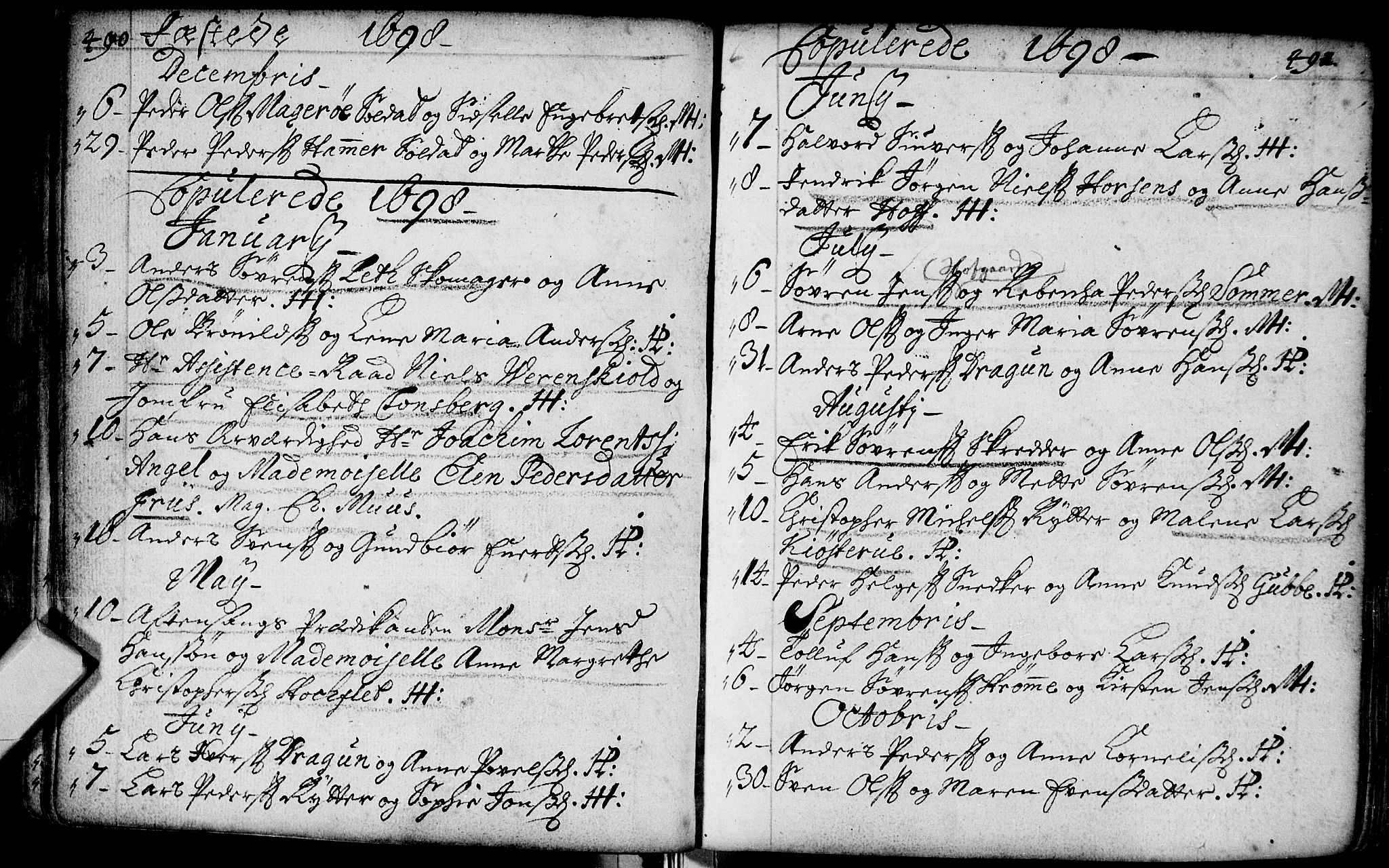 Bragernes kirkebøker, SAKO/A-6/F/Fa/L0002: Parish register (official) no. I 2, 1680-1705, p. 490-491